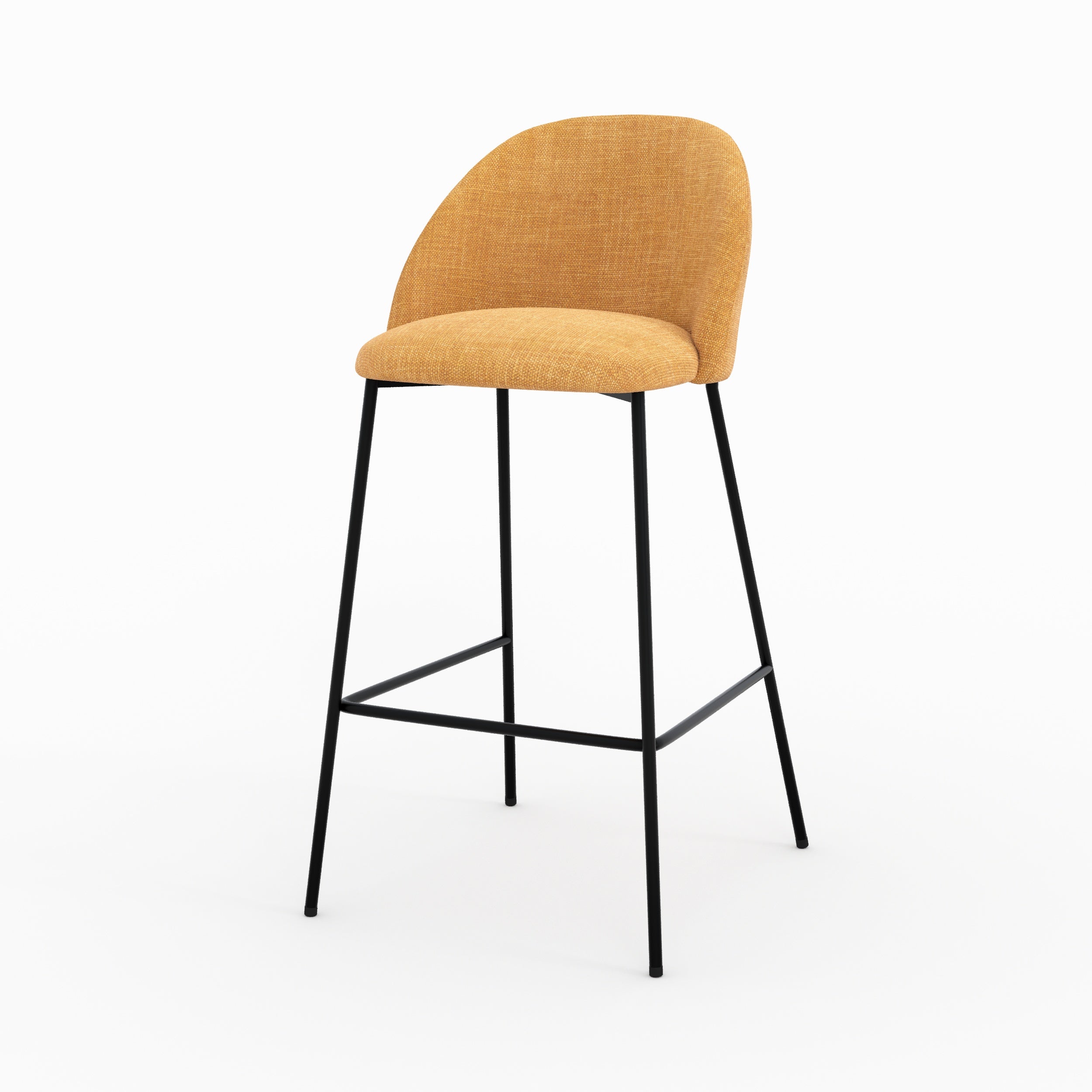 Lot de 2 chaises pour ilot central 66,5 cm Karl en tissu texturé jaune moutarde