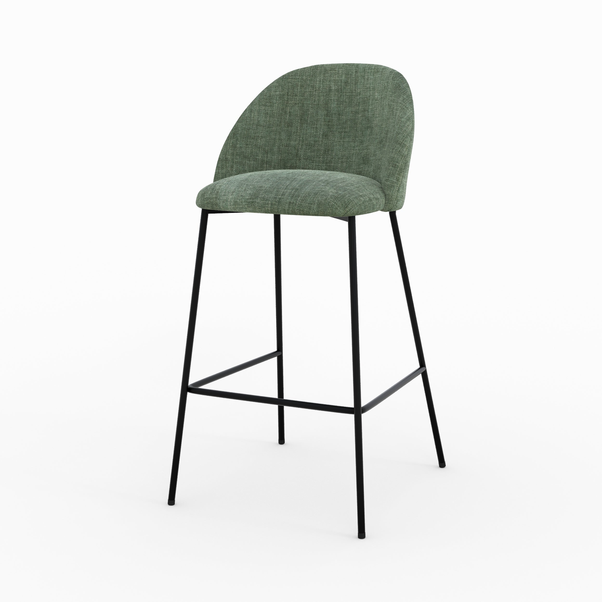 Lot de 2 chaises pour ilot central 66,5 cm Karl en tissu texturé vert sapin