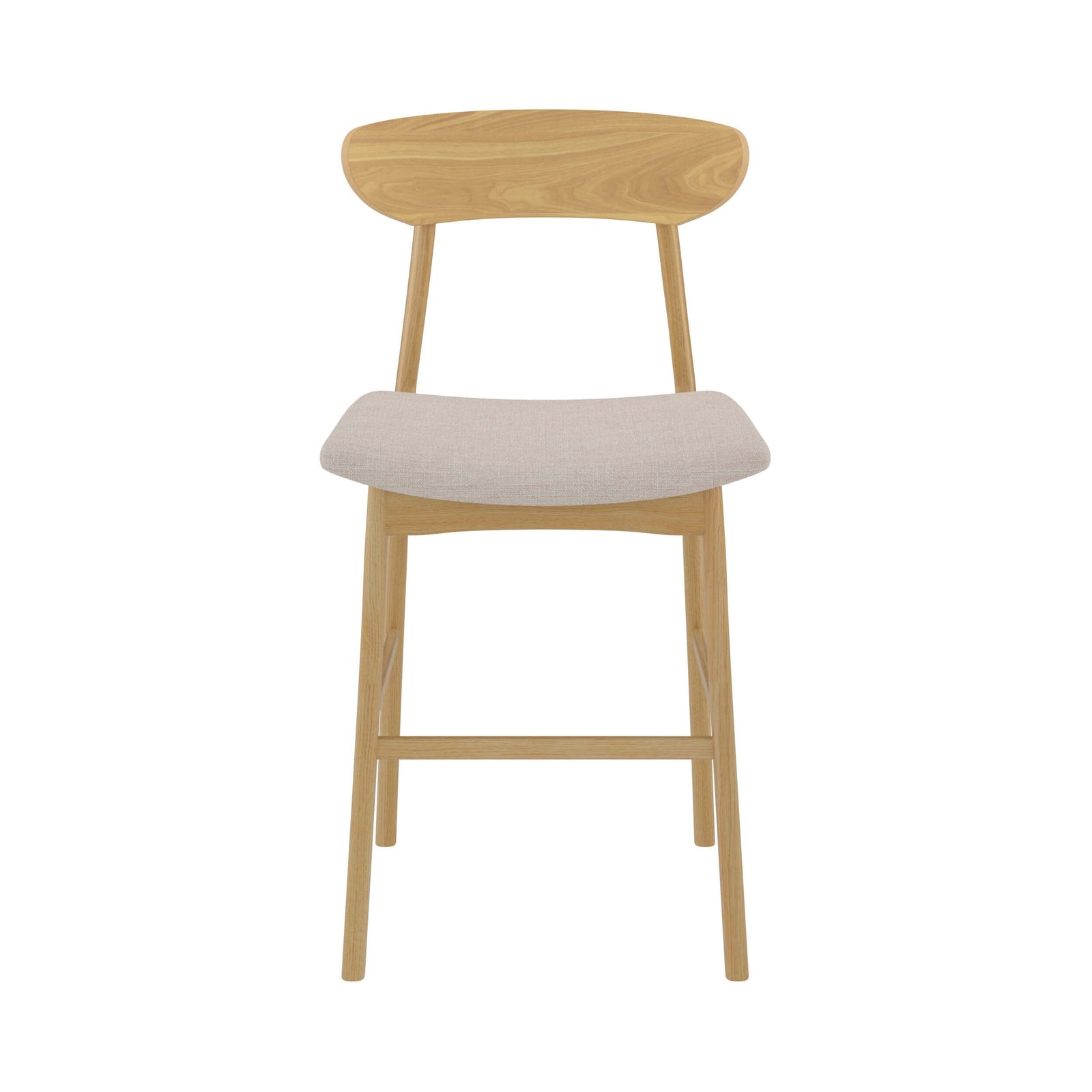 chaise lana de bar mi hauteur en tissu beige et bois lot de 2