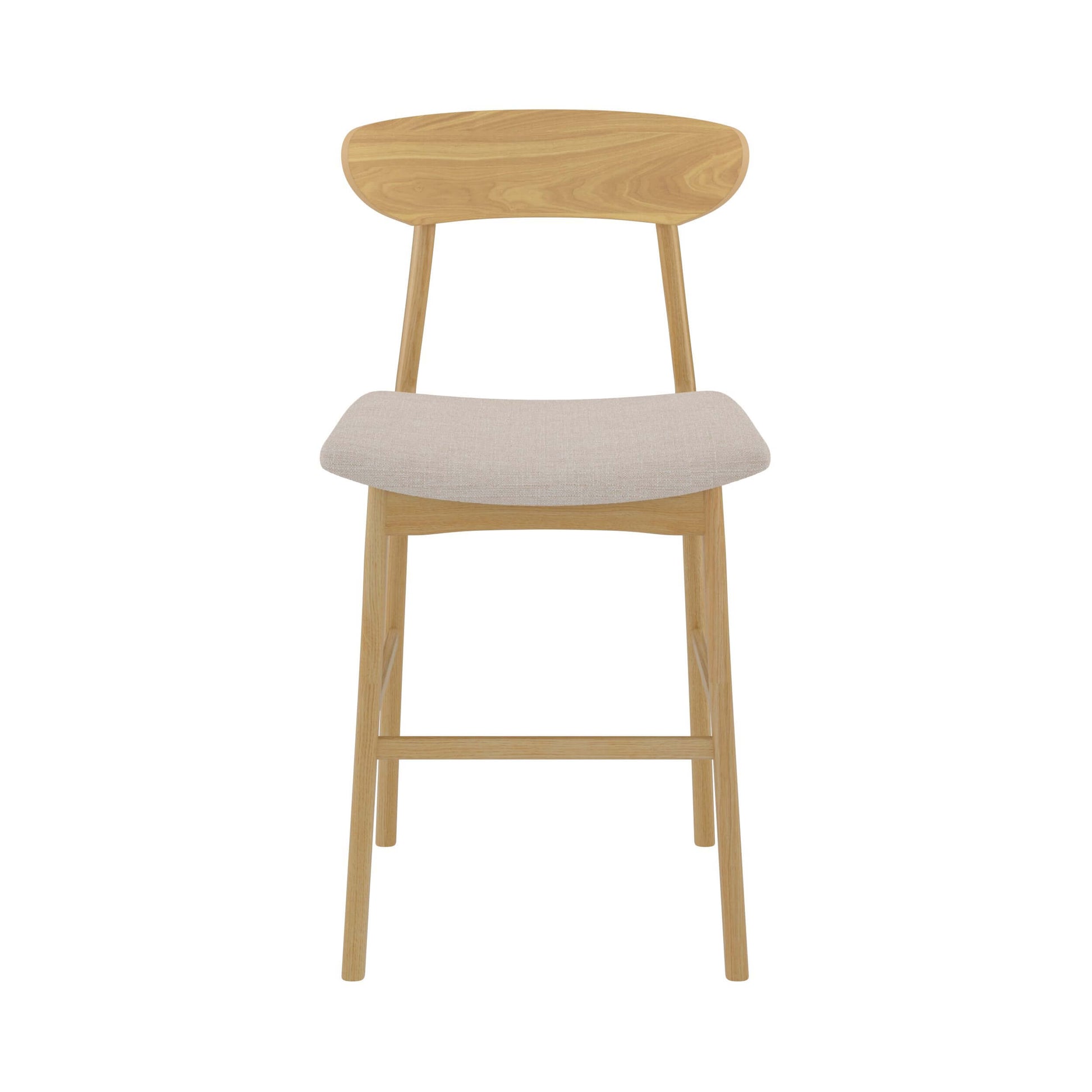 chaise lana de bar mi hauteur en tissu beige et bois lot de 2