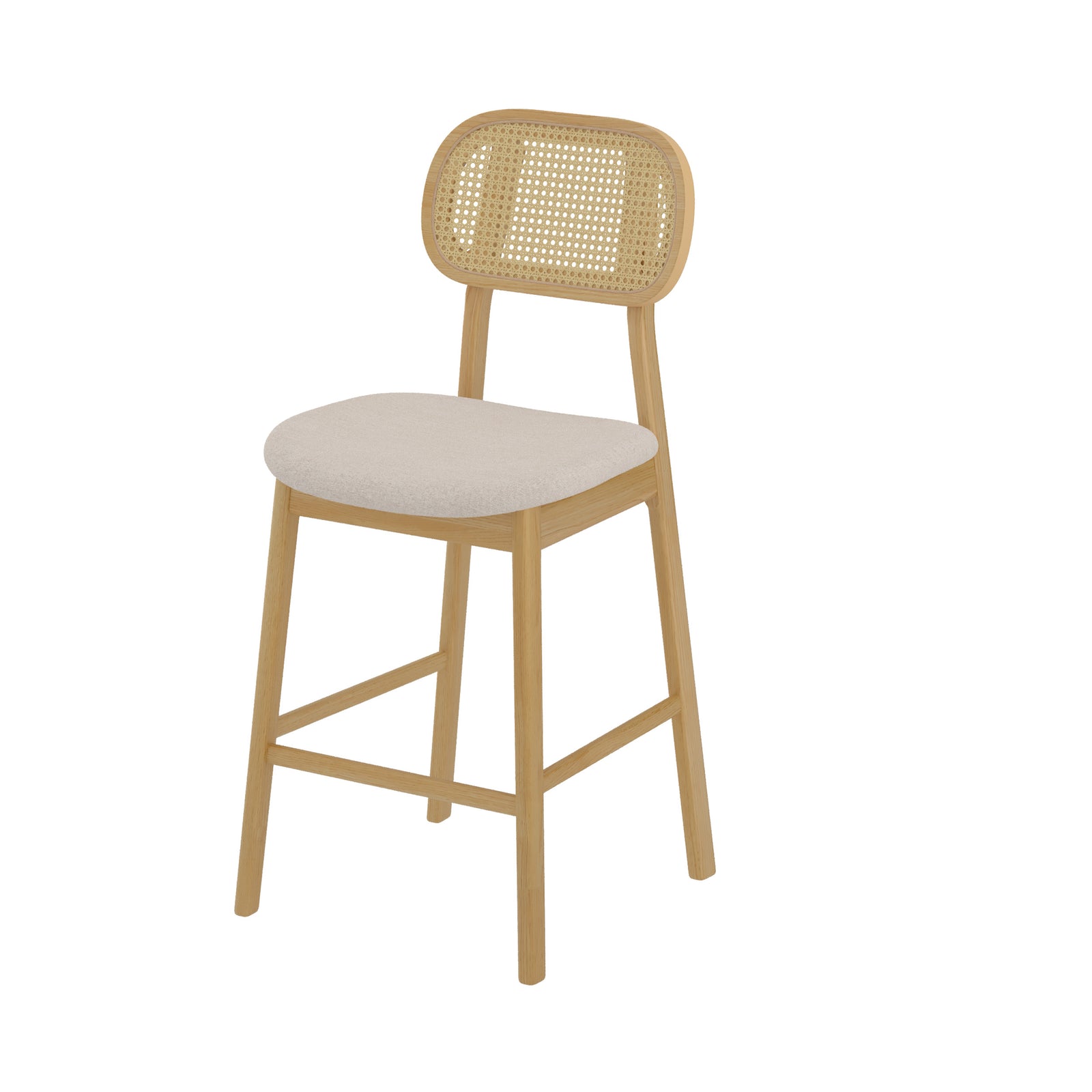 chaise lison de bar mi hauteur en tissu beige et bois 60 cm lot de 2