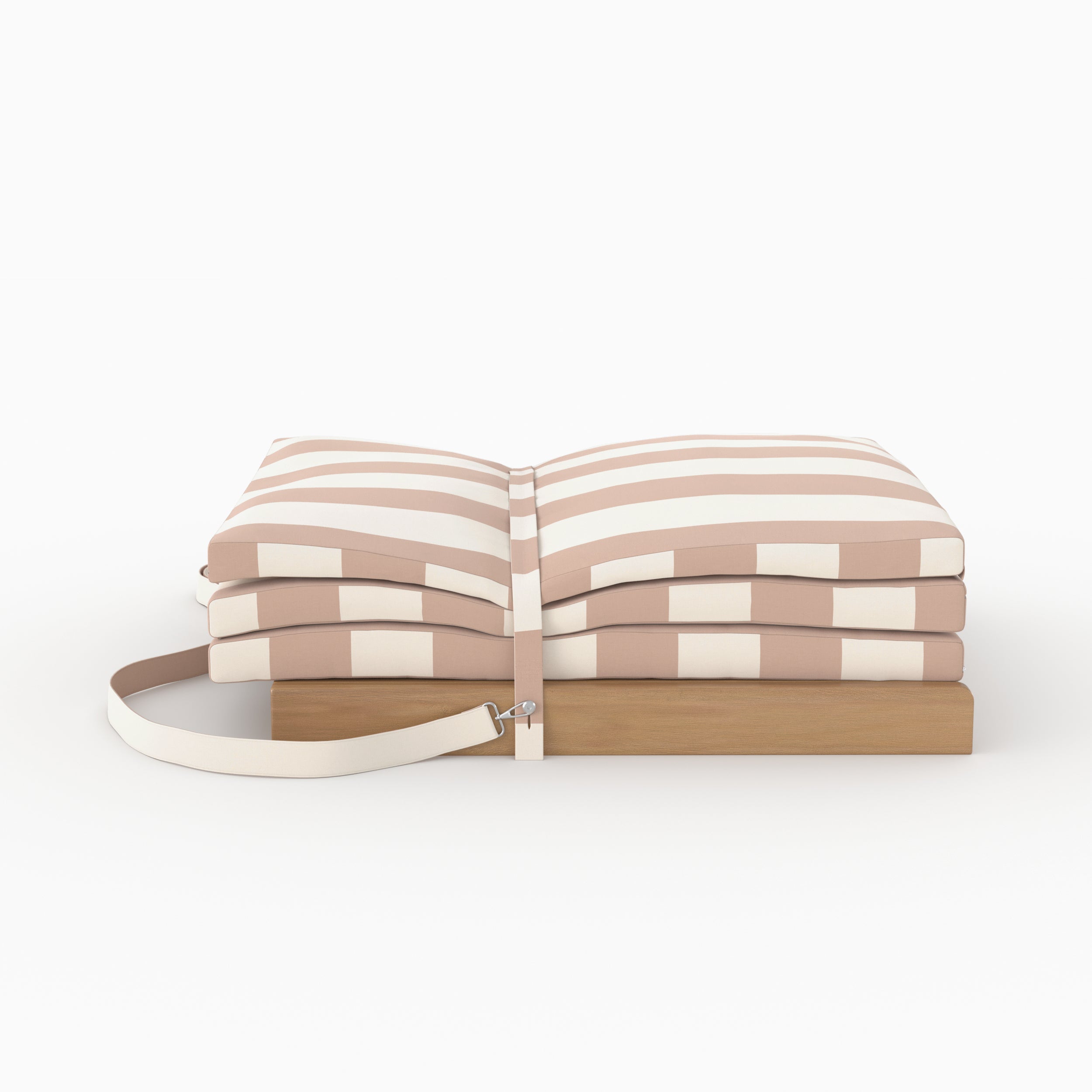 Chaise longue de plage Balabac pliable en tissu rayé écru et taupe