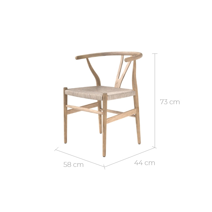 chaise lot de 1 en bois et papier tresse riva