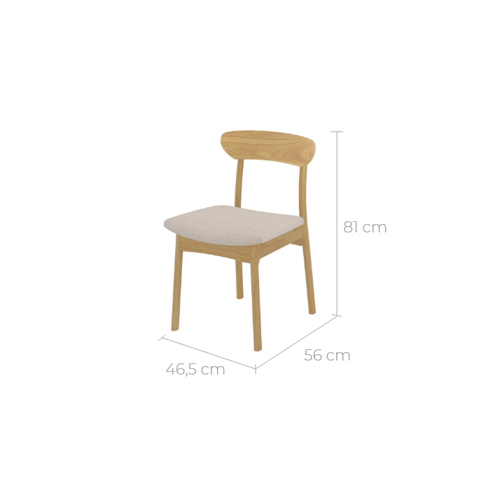 chaise lot de 2 en tissu et bois lana