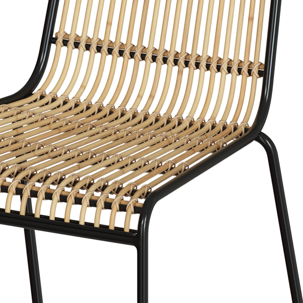 chaise lot de 2 jouve en rotin et metal