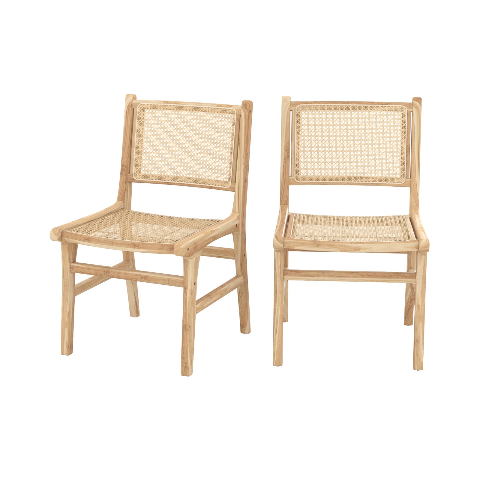 chaise lot de 2 kyla duo bois de teck et rotin