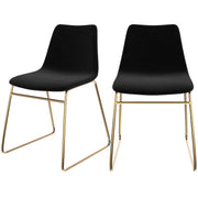 chaise lot de 2 noire et pieds dore en metal gaspard