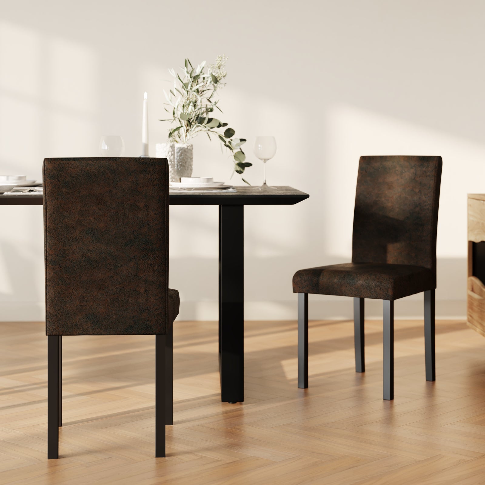 chaise marron vieilli havane lot de 2