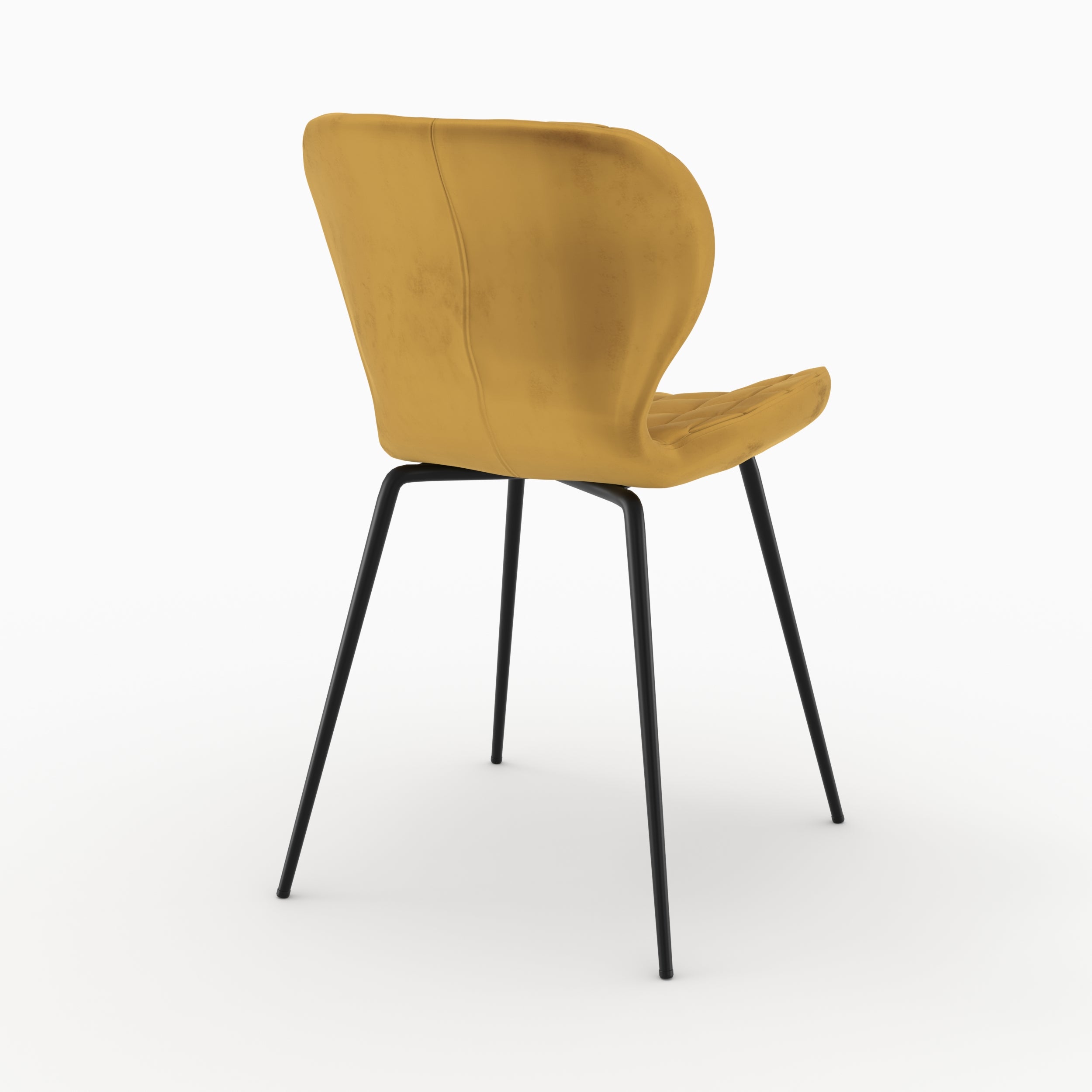 chaise mazzia en velours jaune curry 2 pieds en metal lot de 2