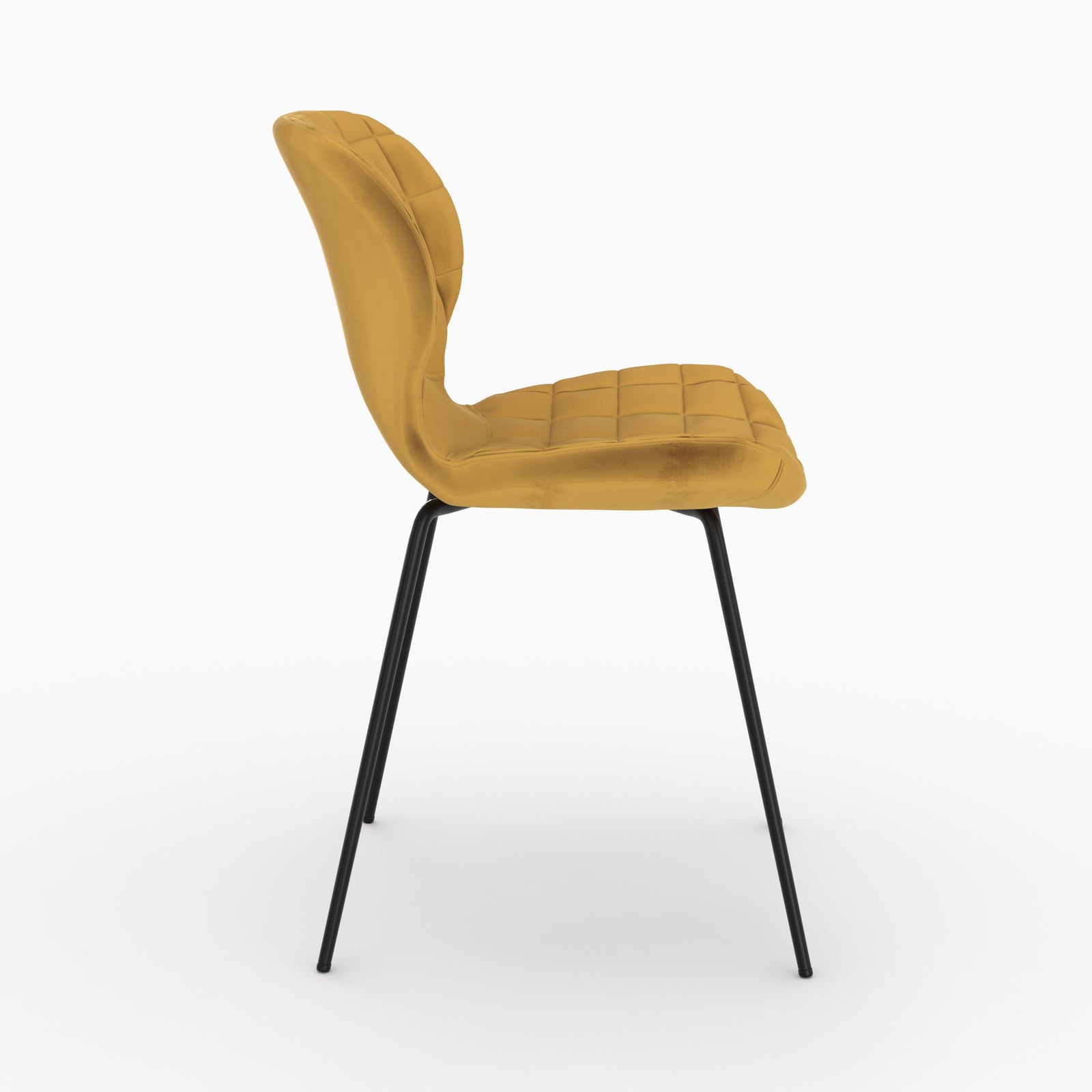 chaise mazzia en velours jaune curry lot 2 pieds en metal