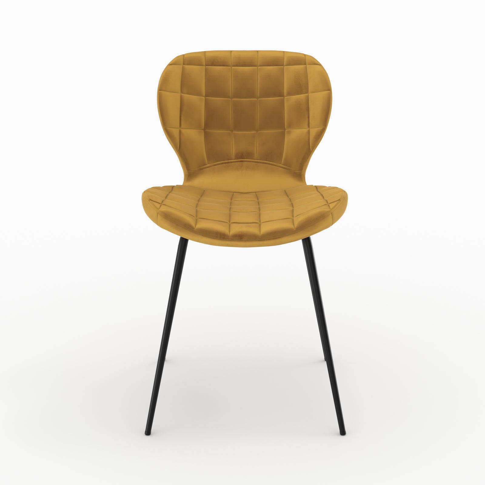 chaise mazzia en velours jaune curry lot de 2 pieds en metal