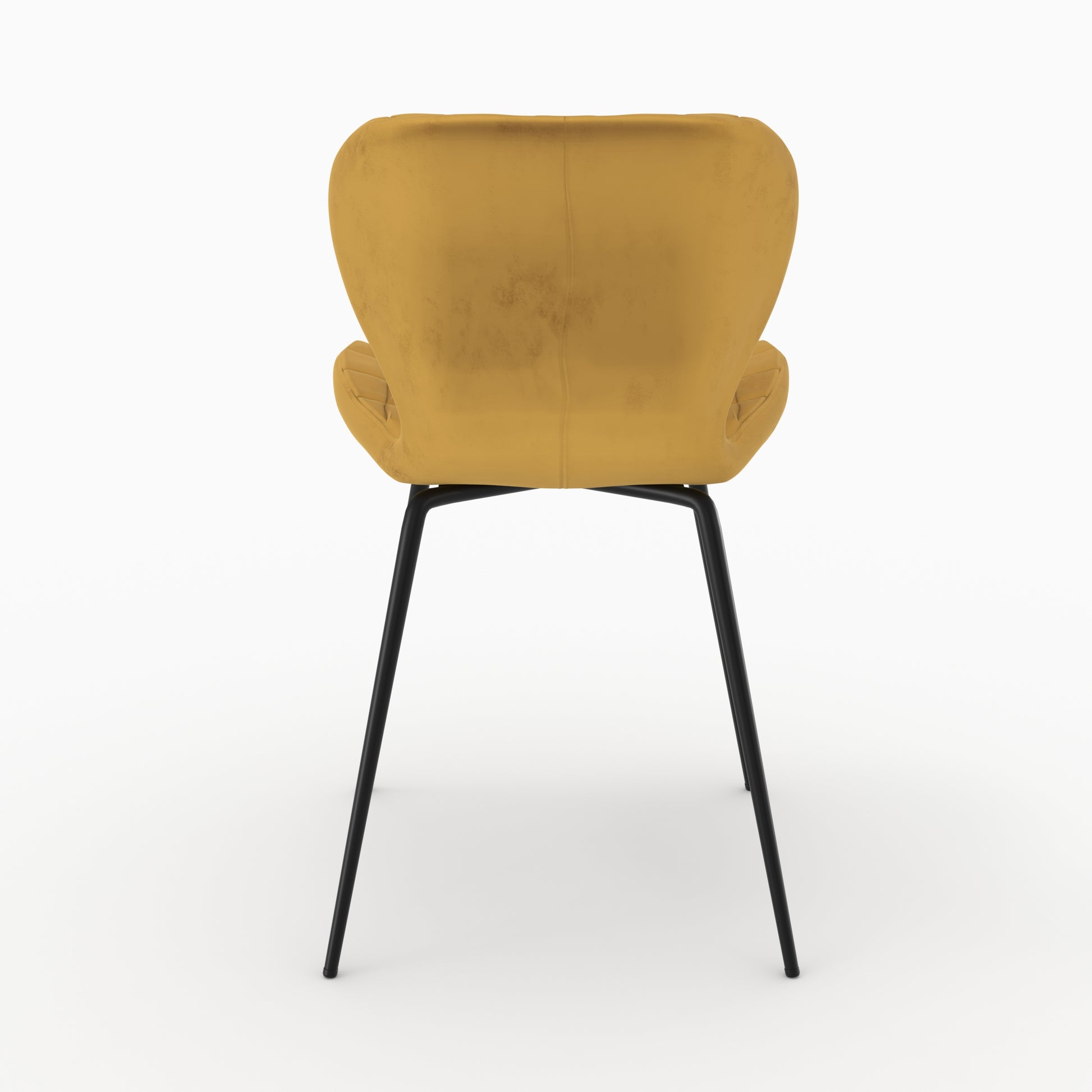 chaise mazzia velours jaune curry 2 pieds en metal lot de 2