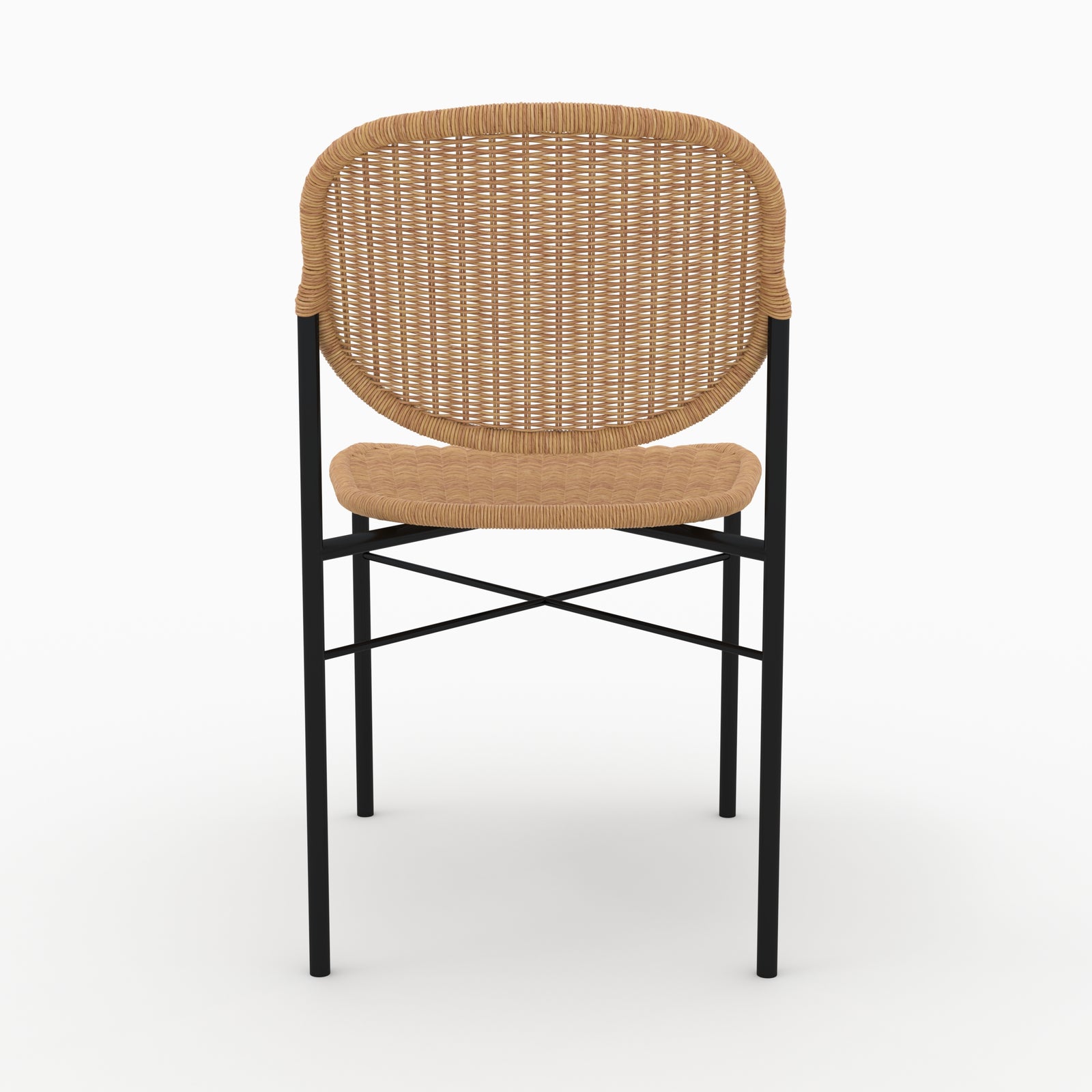 chaise messa en resine tressee lot de 2 pieds noirs