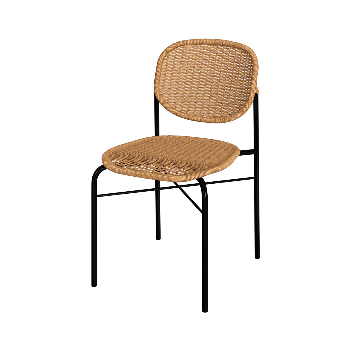 chaise messa en resine tressee naturelle et metal