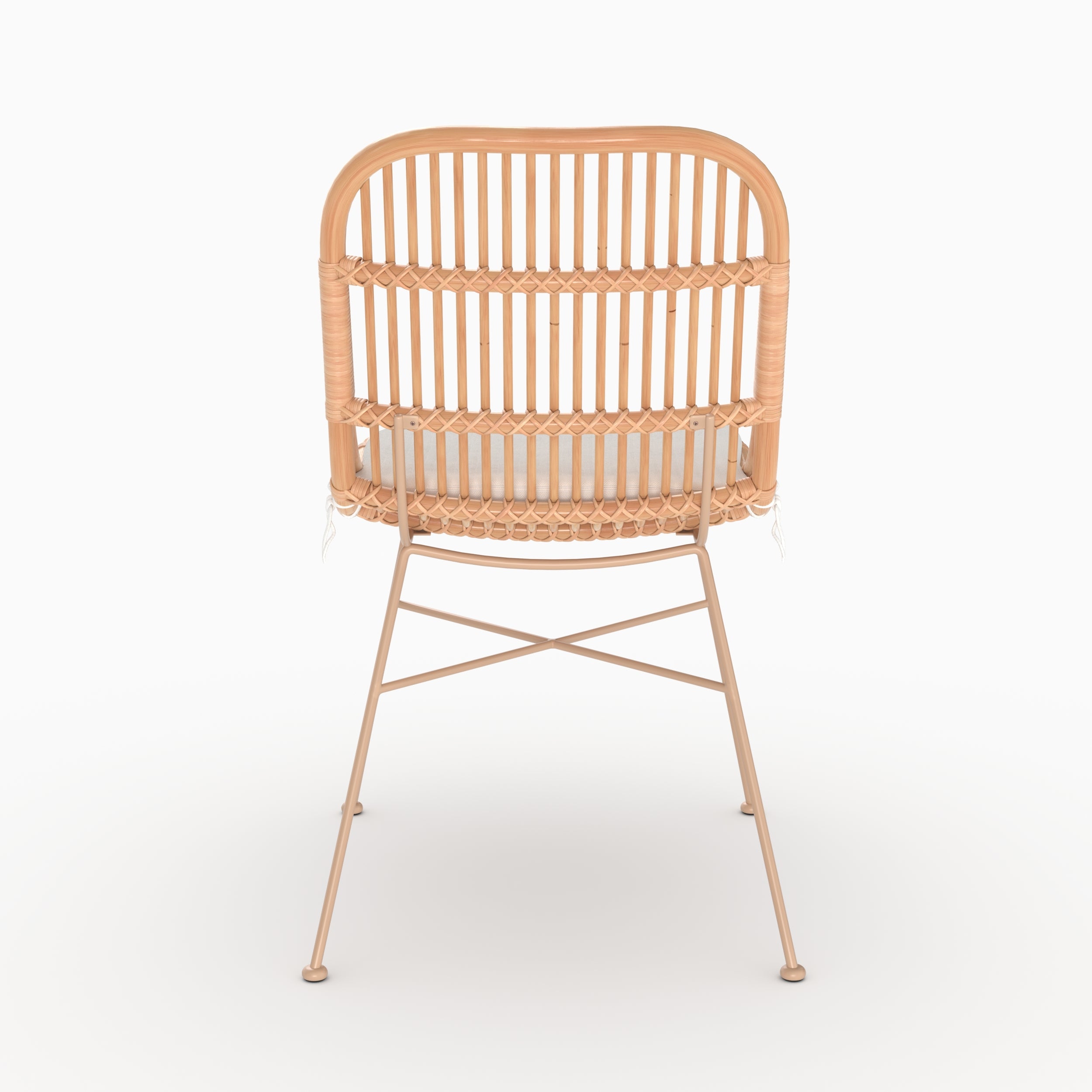 Lot de 2 chaises Moon en rotin beige et pieds en métal beige