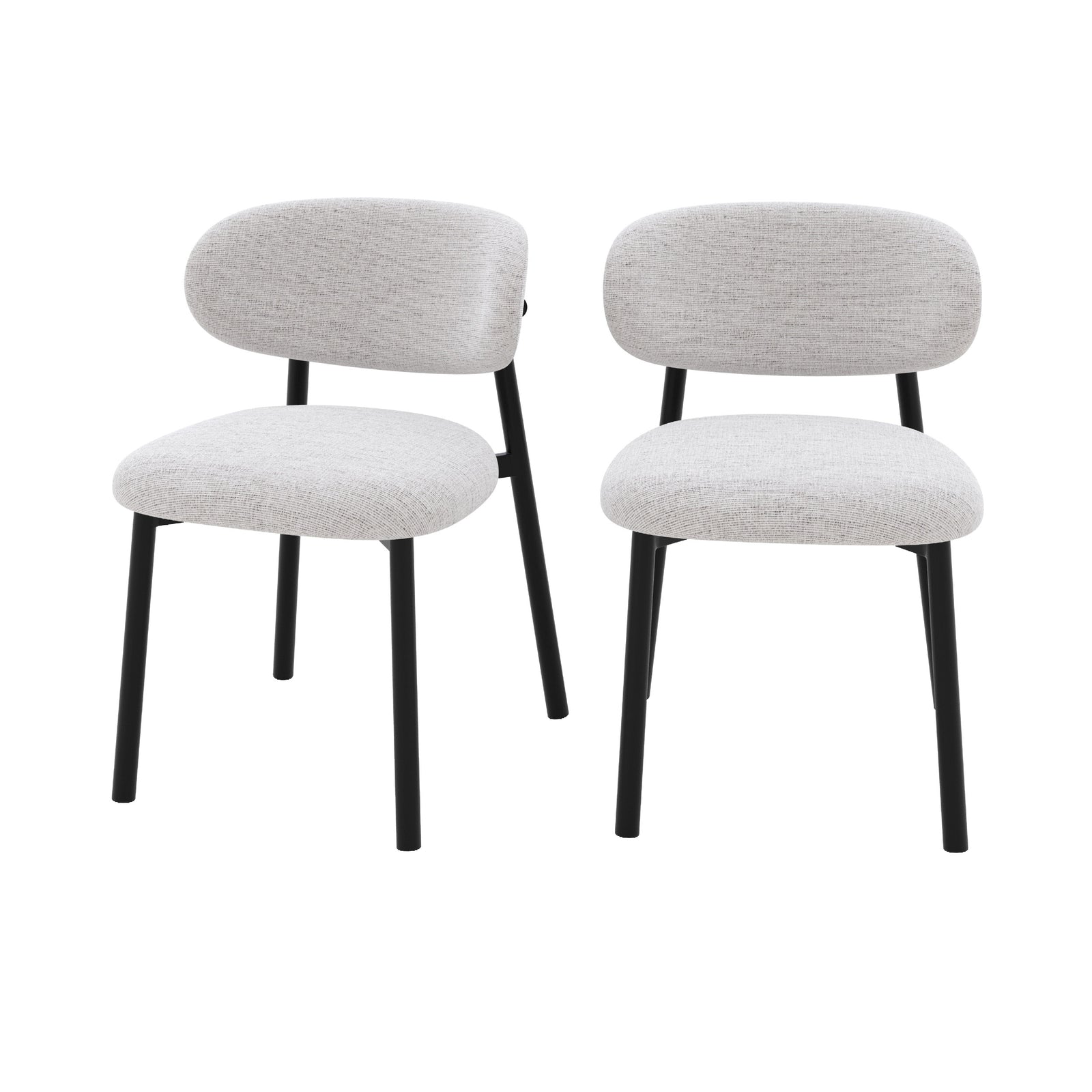 chaise nao en tissu gris chine lot de 2 pieds noirs fond blanc