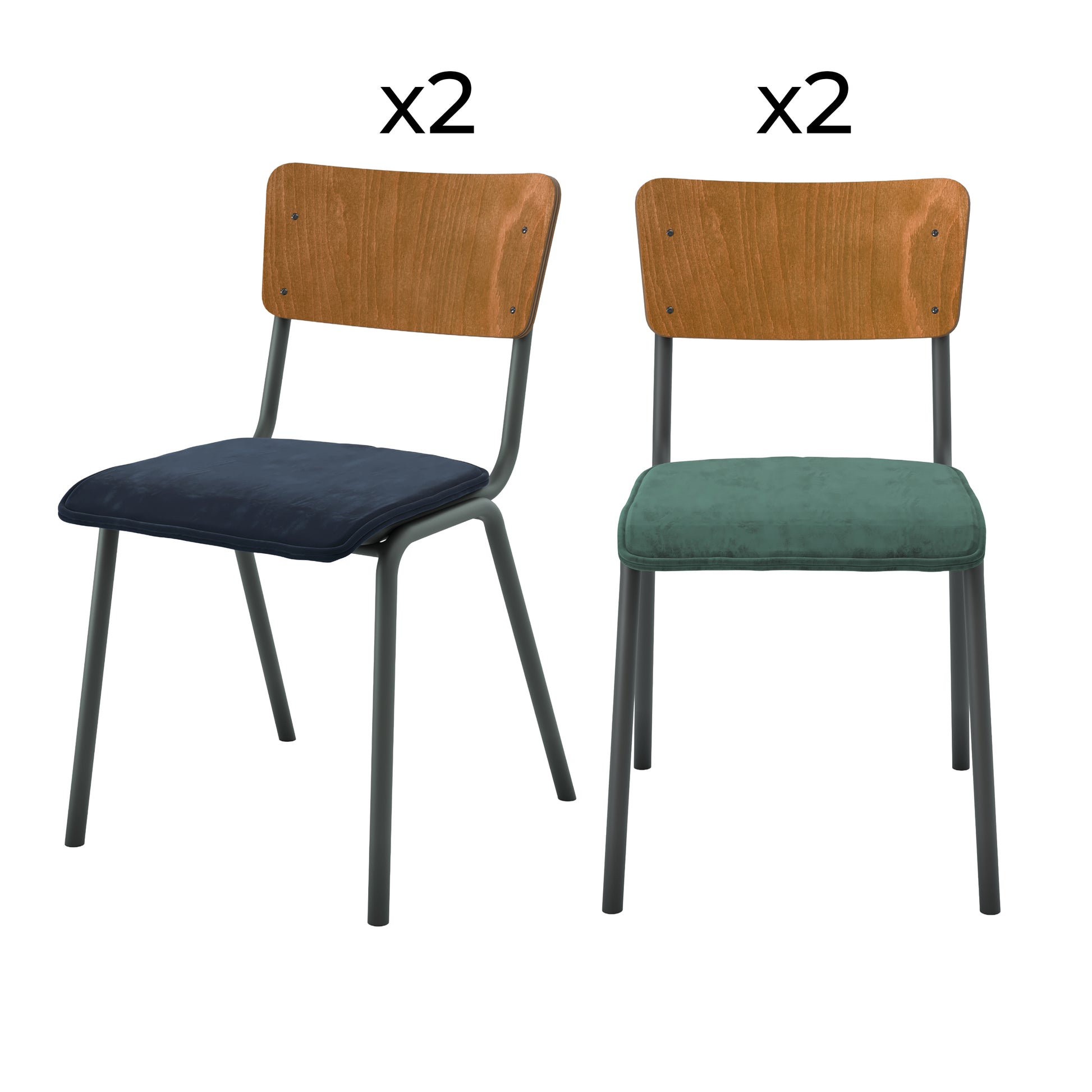 chaise nico ecolier bois fonce velours vert rendez vous deco