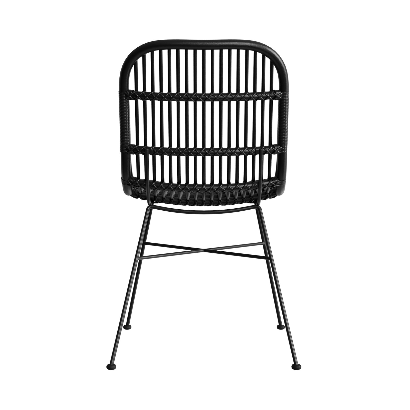 chaise noire en rotin et pieds en metal lot de 2 moon