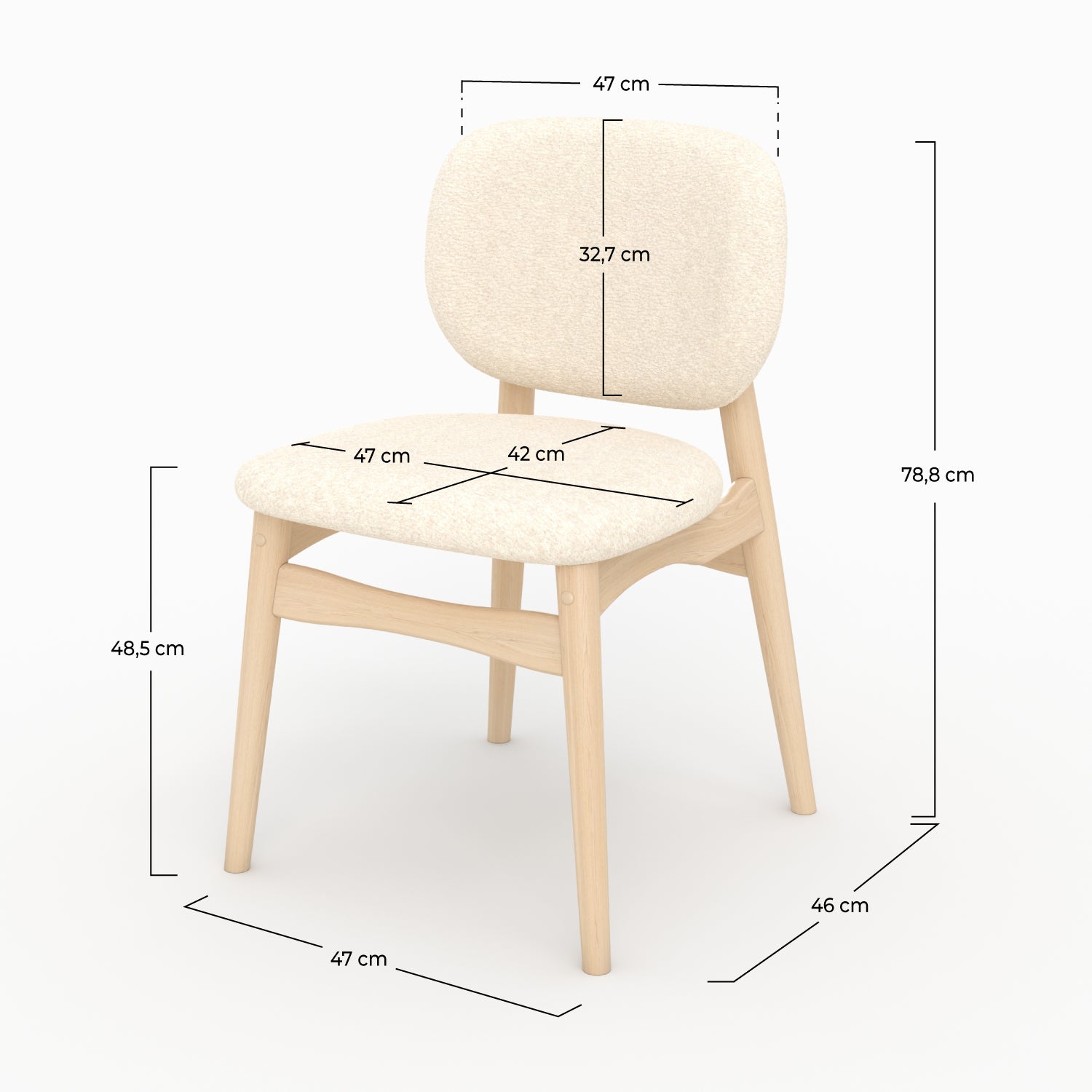 chaise paulette en tissu et bois clair