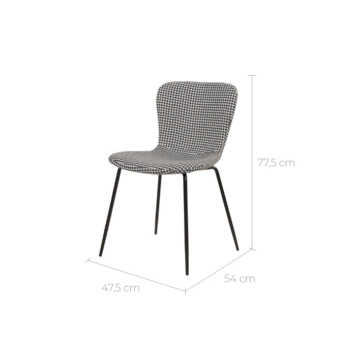 chaise pieds de poule noir et blanc en tissu