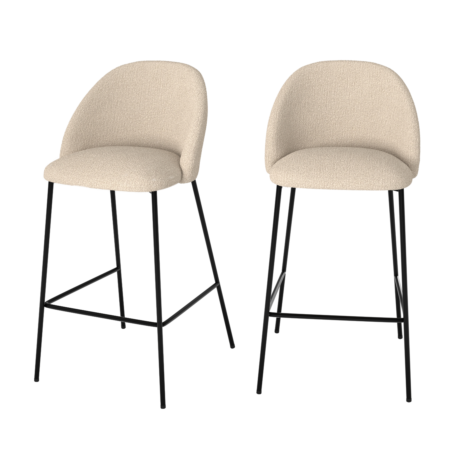 chaise pour ilot central 66 cm karl entissu boucle creme lot de 2 fond blanc