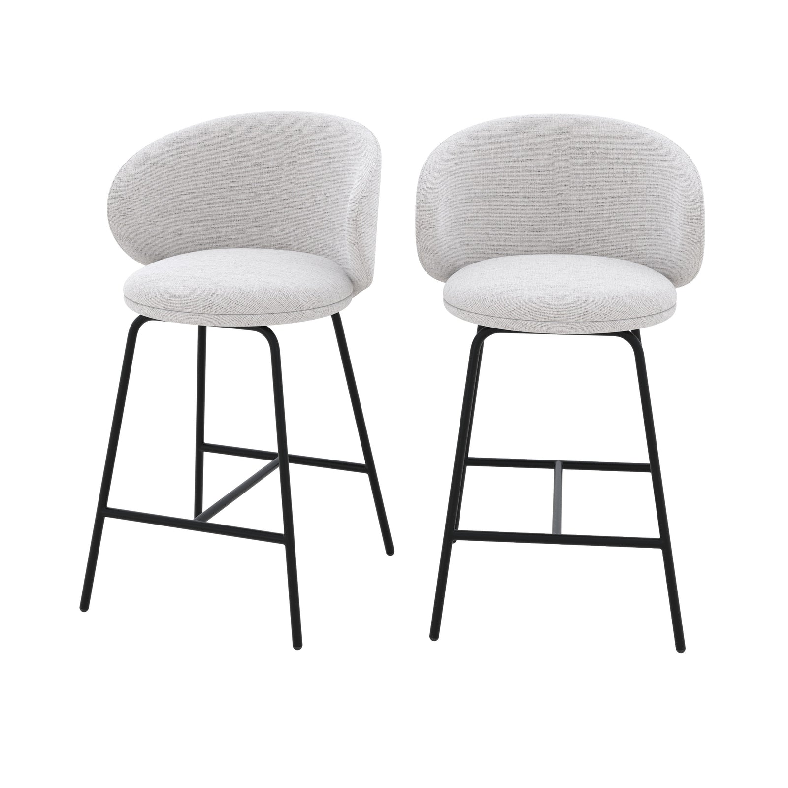 chaise pour ilot central 68 cm en tissu gris clair lot de 2 cecilia fond blanc