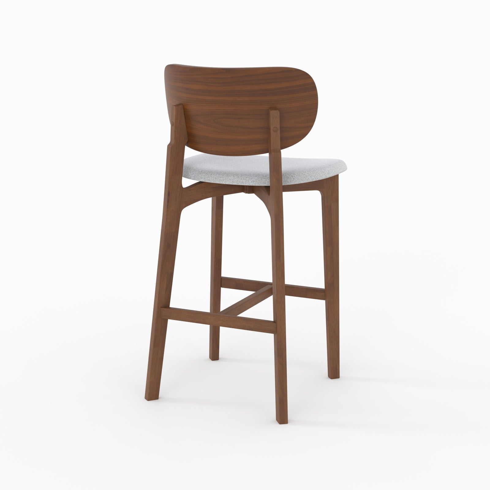 chaise pour ilot central aria 66 cm en bois fonce tissu gris clair lot de 2