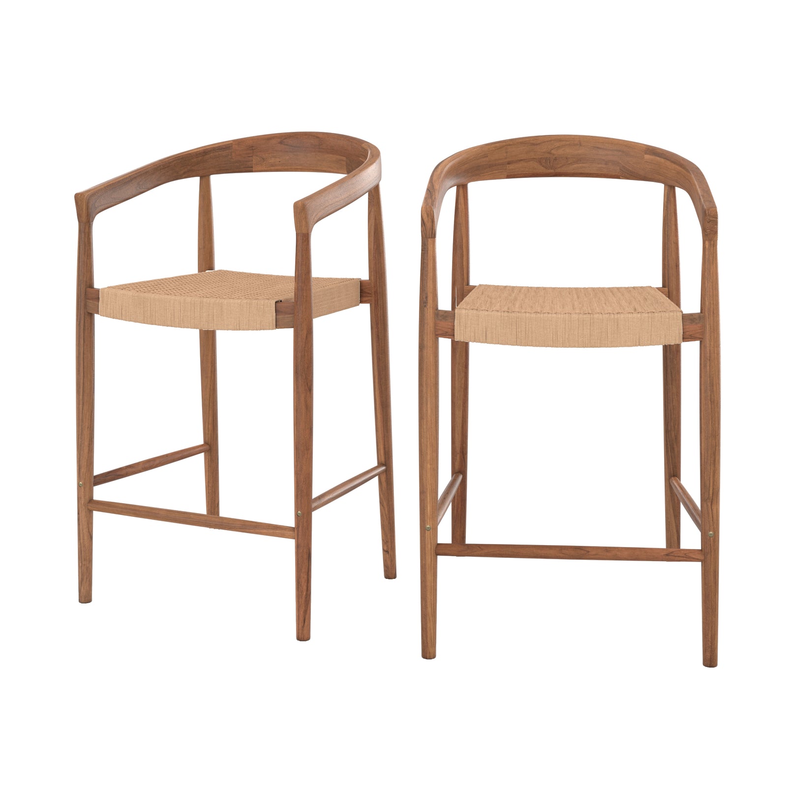 chaise pour ilot central bali 65 cm lot de 2 bois de teck fond blanc