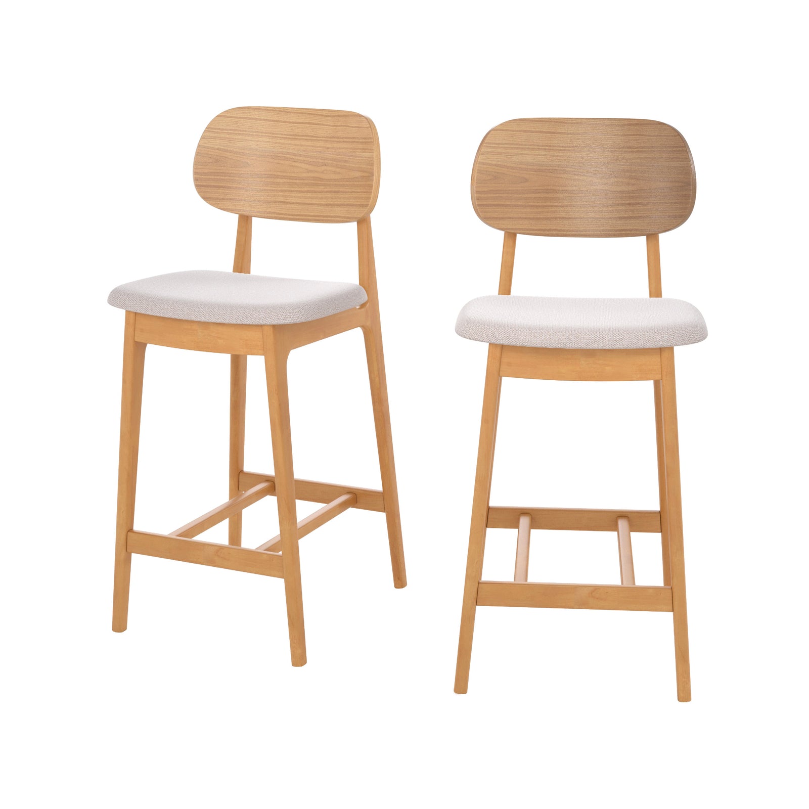 chaise pour ilot central charlize 66 cm en bois clair et tissu beige lot de 2 fond blanc