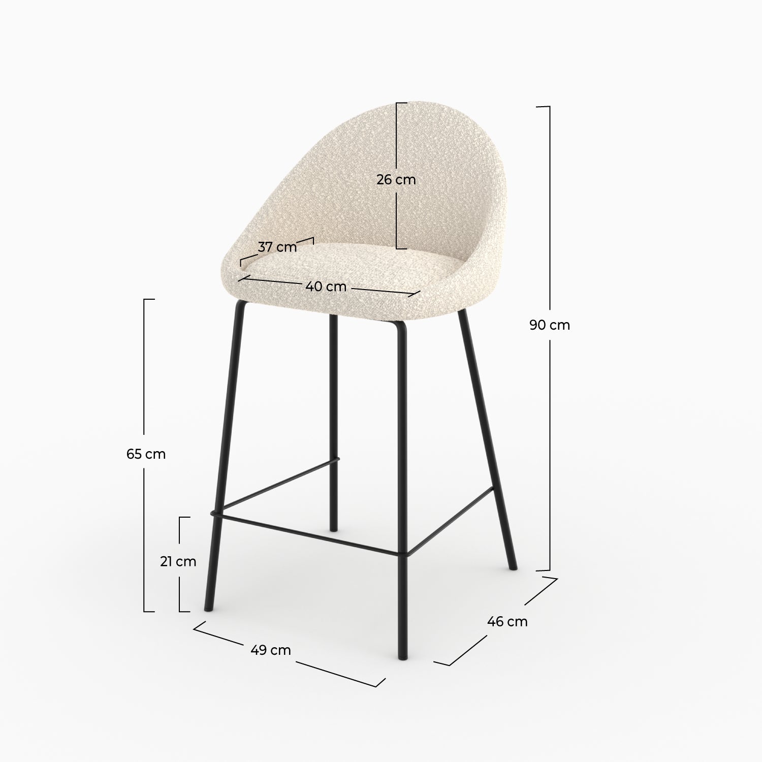 chaise pour ilot central effet laine bouclette blanche 65 cm rdv deco misty