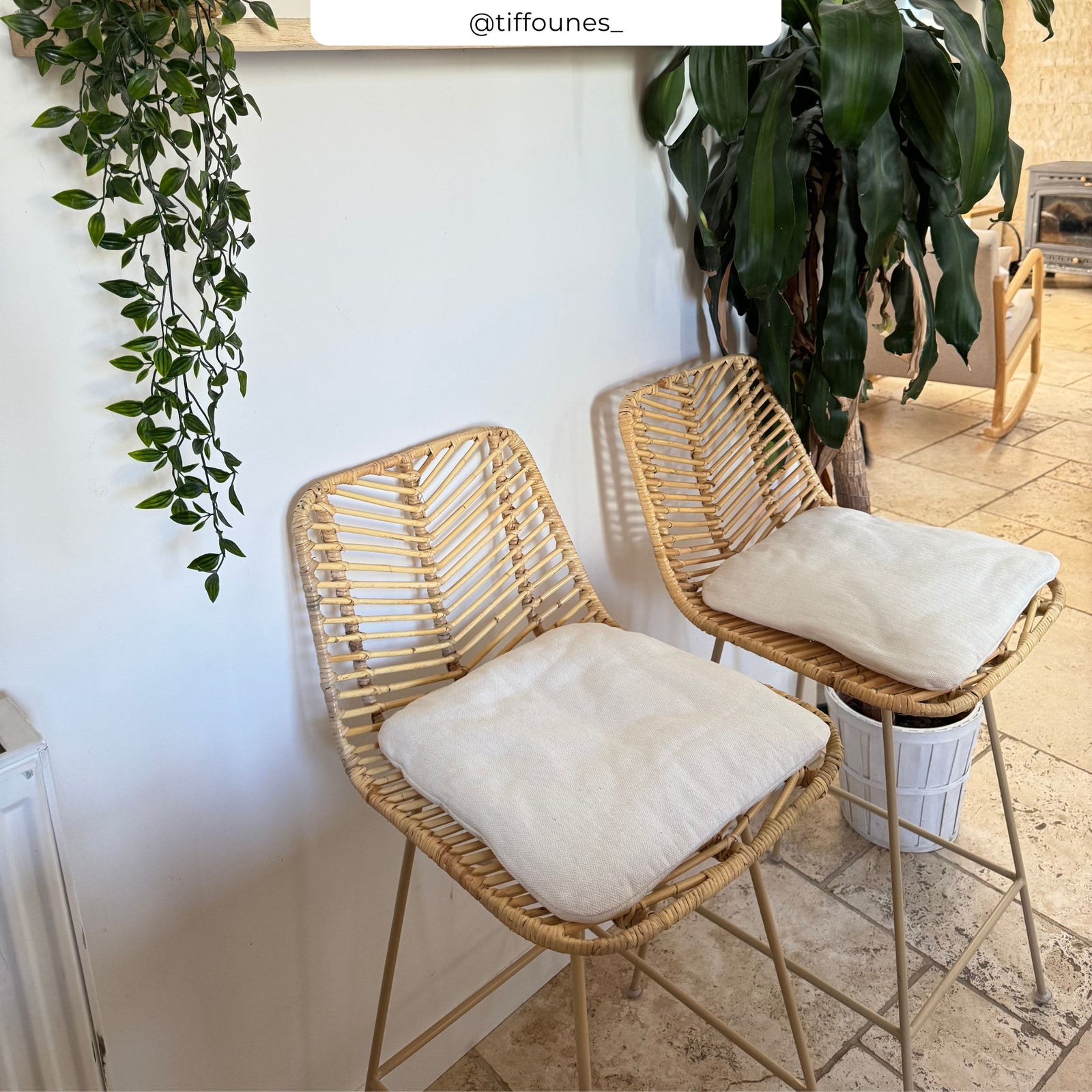 chaise pour ilot central en rotin lot de 2 66 cm