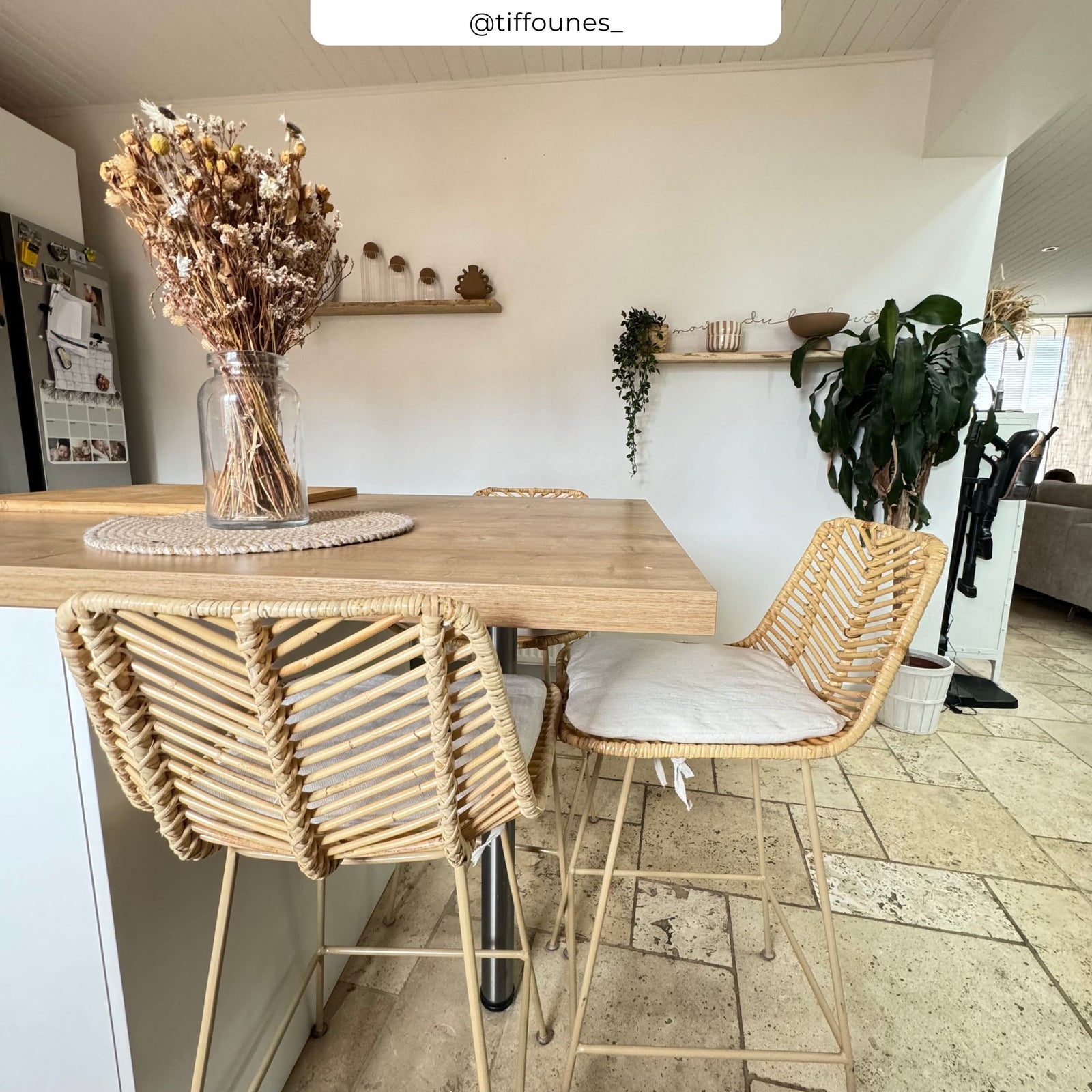 chaise pour ilot central en rotin naturel lot de 2 66 cm