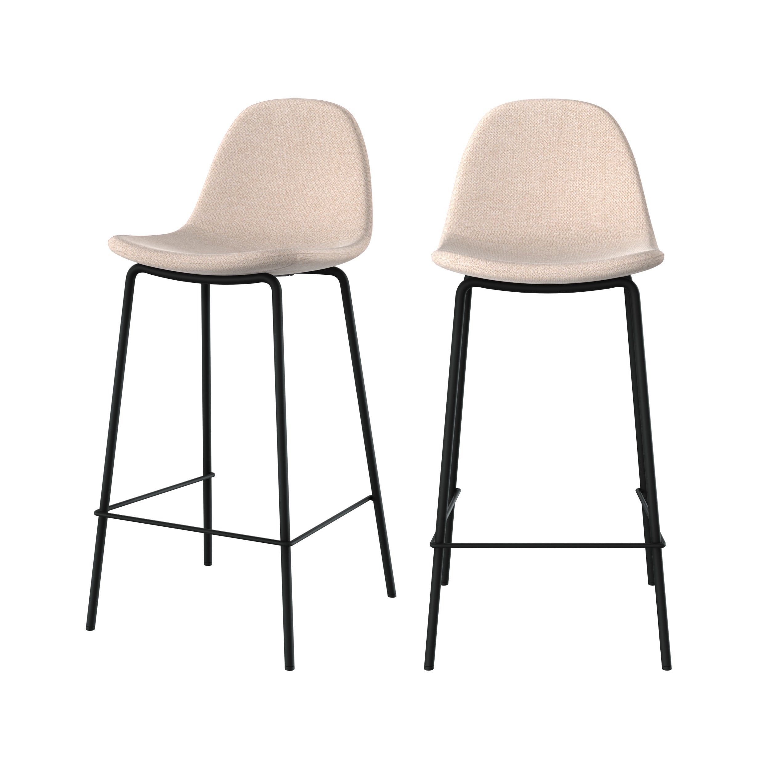 chaise pour ilot central en tissu beige 65 cm lot de 2 henrik pieds noirs