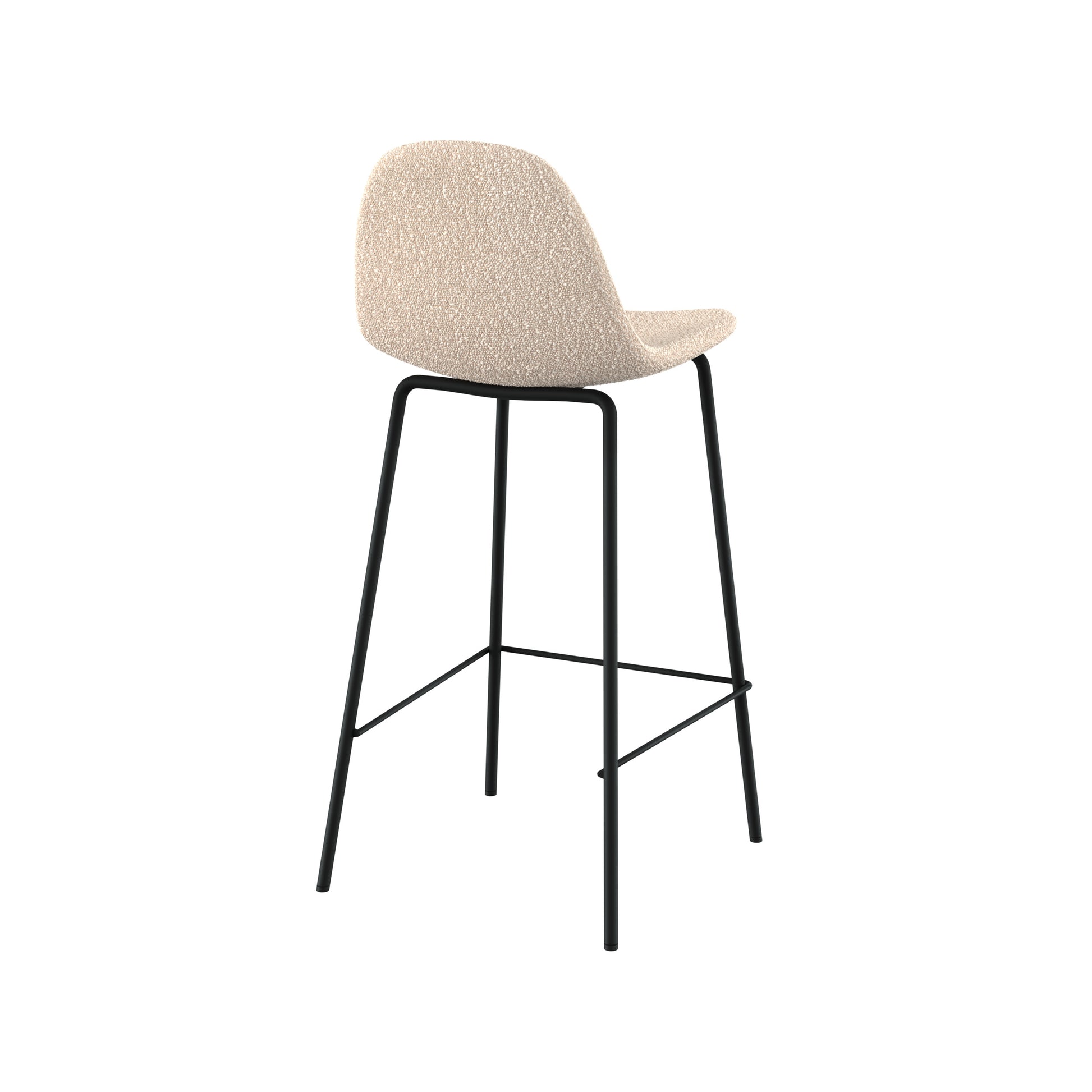 chaise pour ilot central en tissu boucle beige pieds metal noir henrik lot de 2