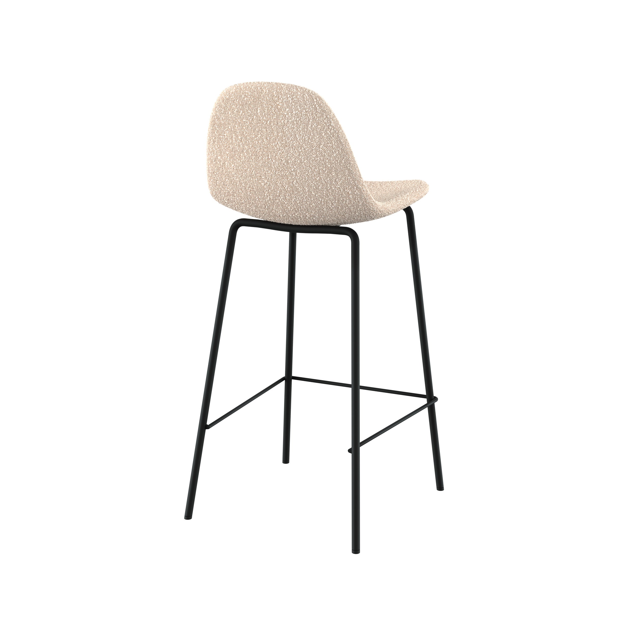 chaise pour ilot central en tissu boucle beige pieds metal noir henrik lot de 2