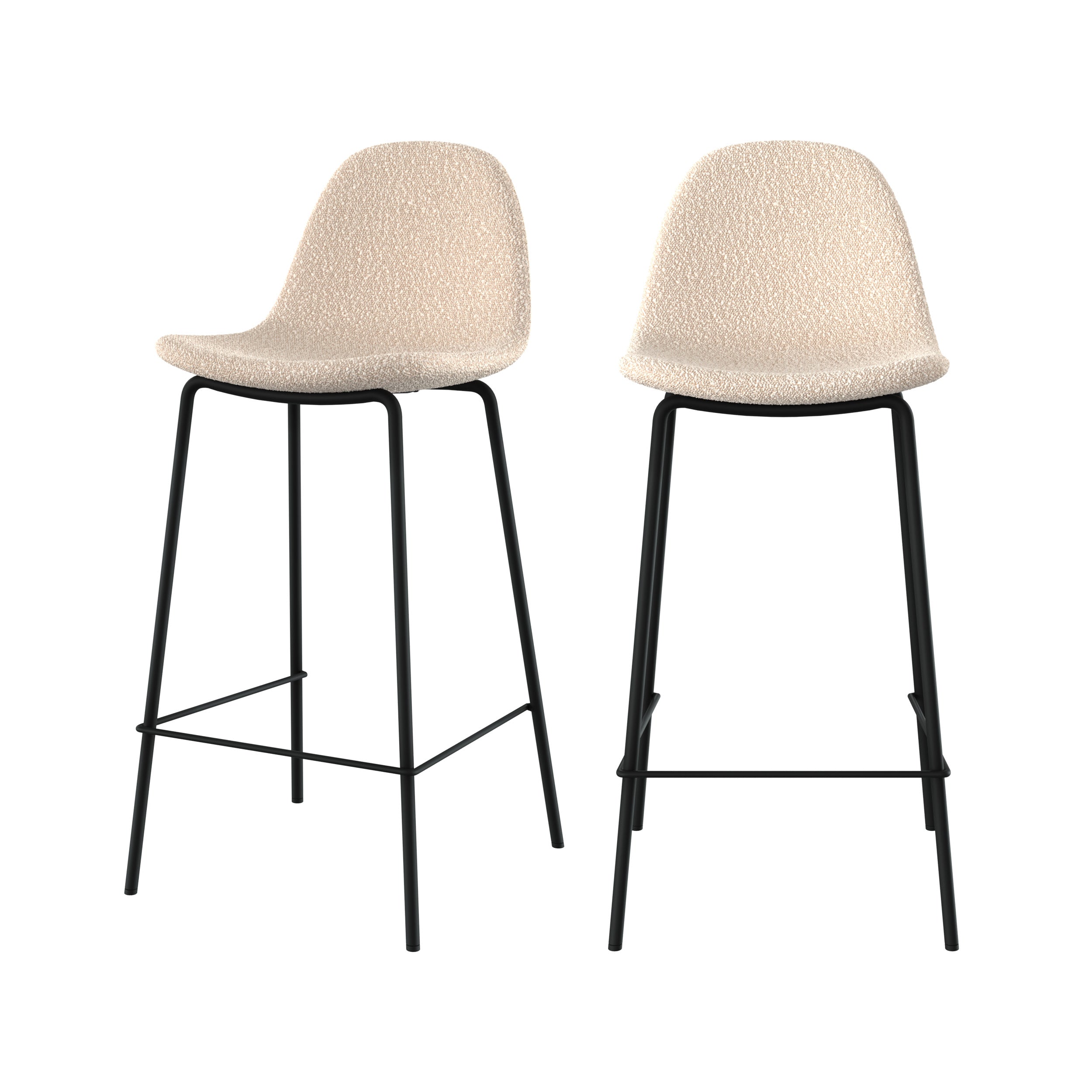 chaise pour ilot central en tissu boucle beige pieds metal noir lot de 2 henrik