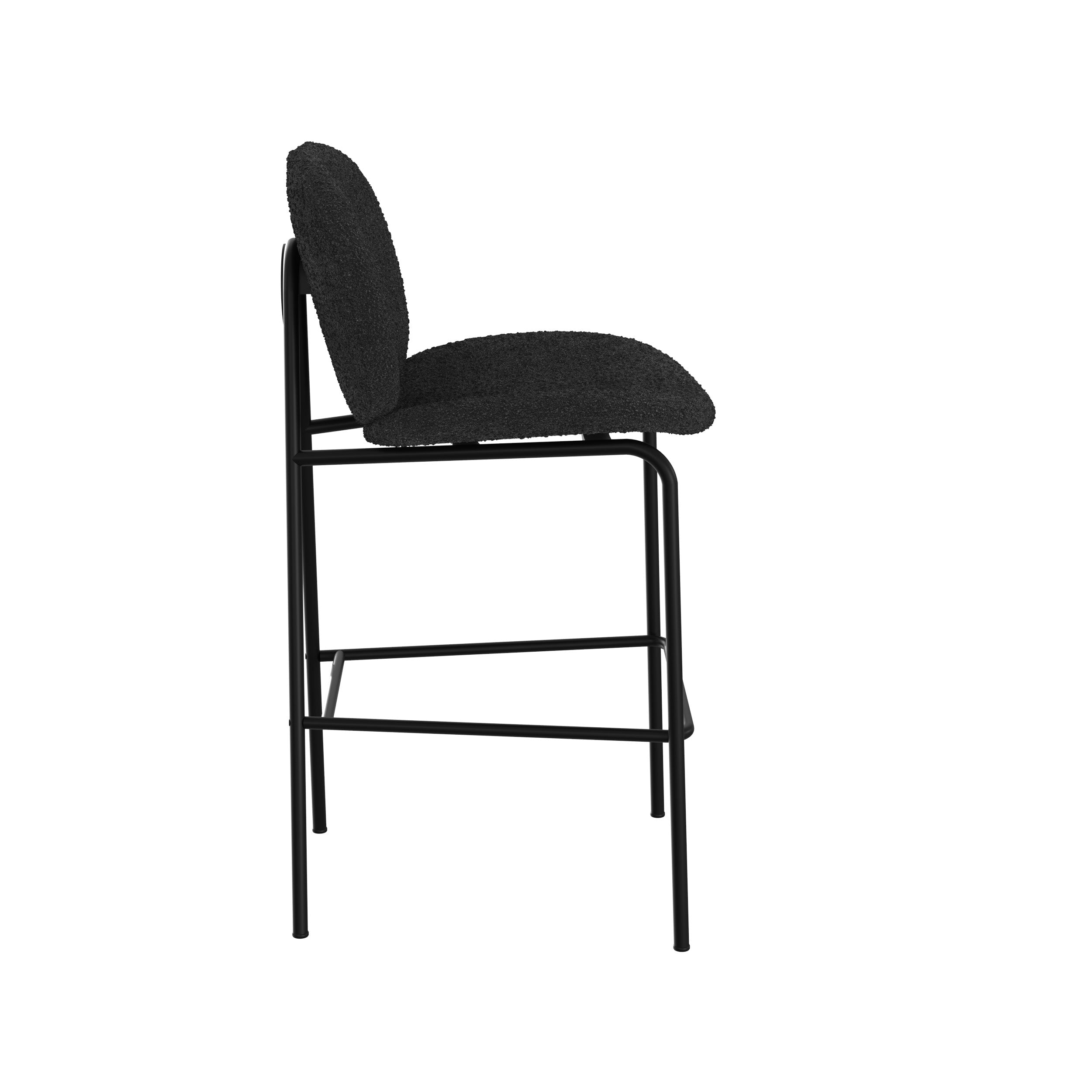 chaise pour ilot central en tissu boucle noir lot de 2 65