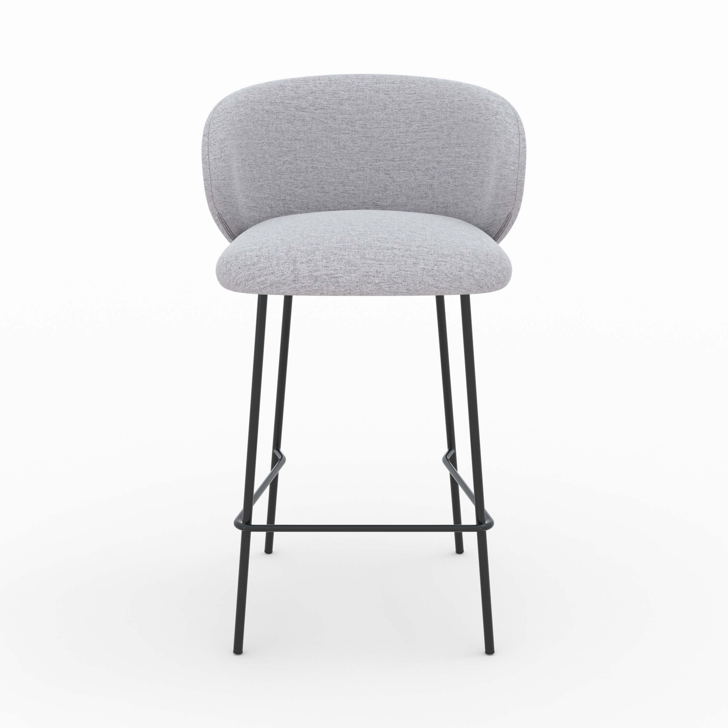 chaise pour ilot central en tissu gris clair 65 cm pieds noirs lot de 2 victoria