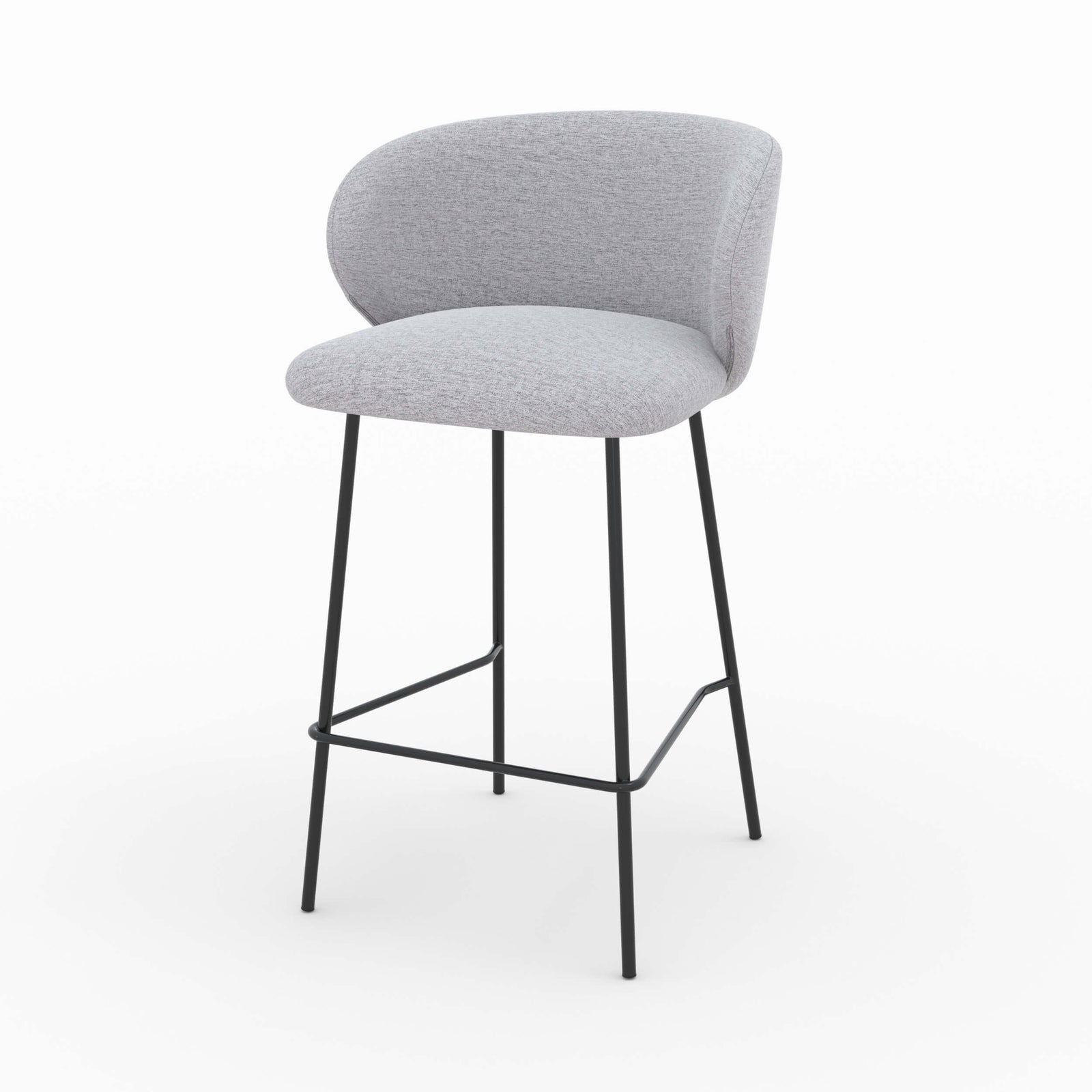 chaise pour ilot central en tissu gris clair victoria 65 cm pieds noirs lot de 2