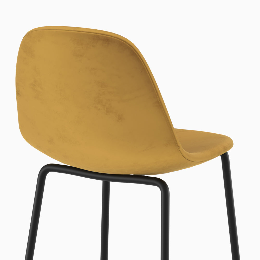 chaise pour ilot central en velours jaune 65 cm