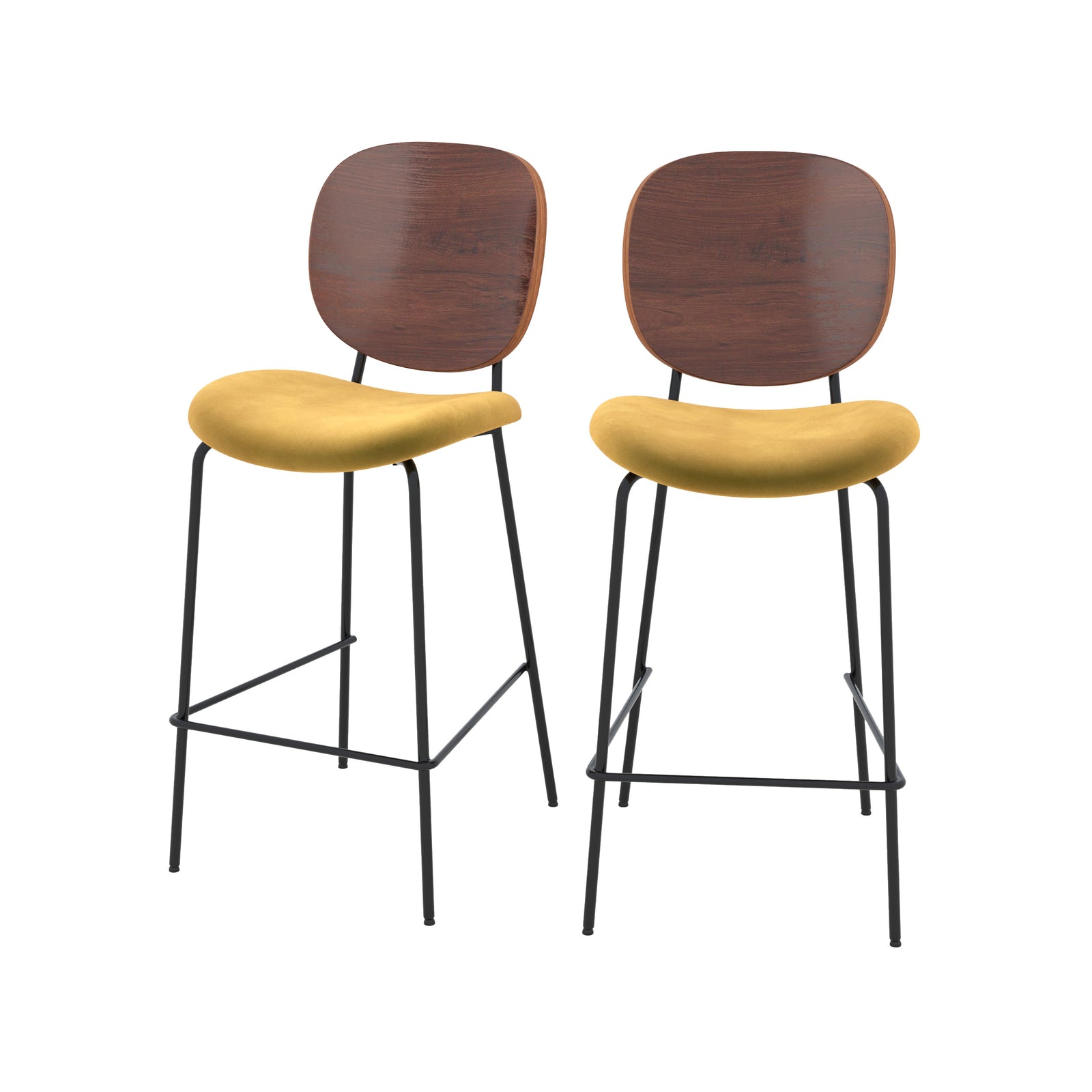 chaise pour ilot central en velours jaune lot de 2 simone fond blanc