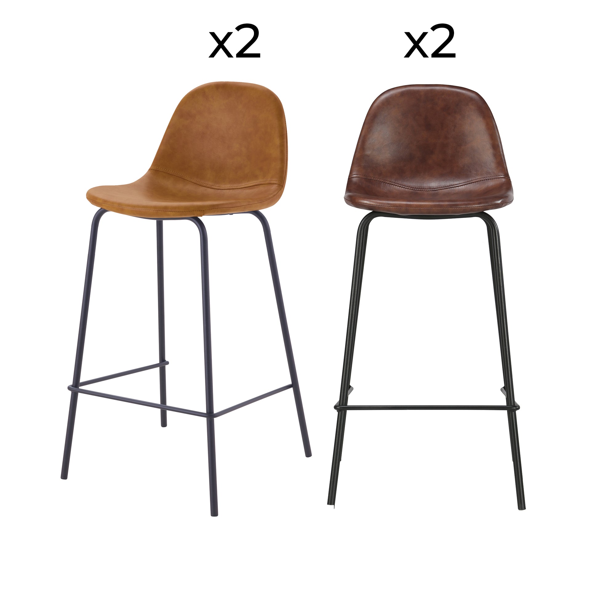 chaise pour ilot central henrik camel et marron pack 4 fond blanc