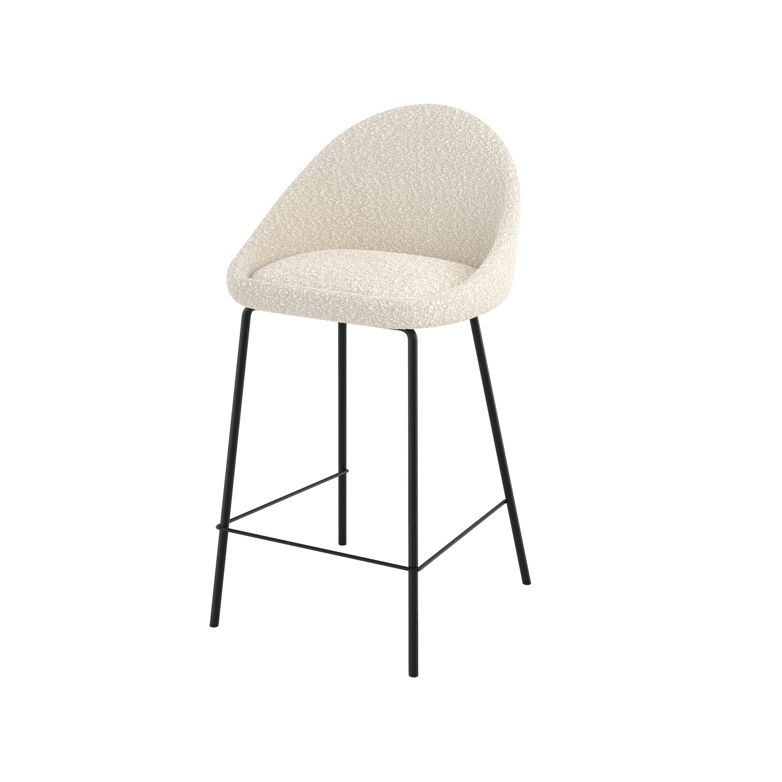 chaise pour ilot central misty effet laine bouclette blanche 65 cm fond blanc