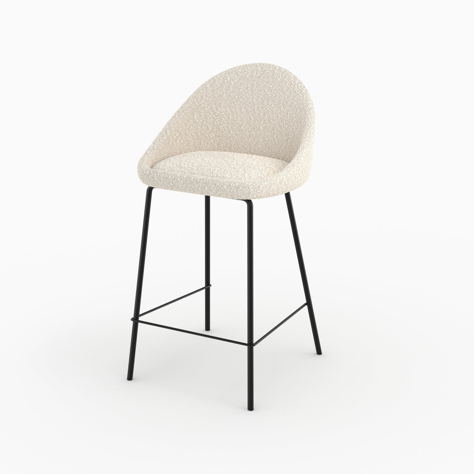 chaise pour ilot central misty effet laine bouclette blanche 65 cm