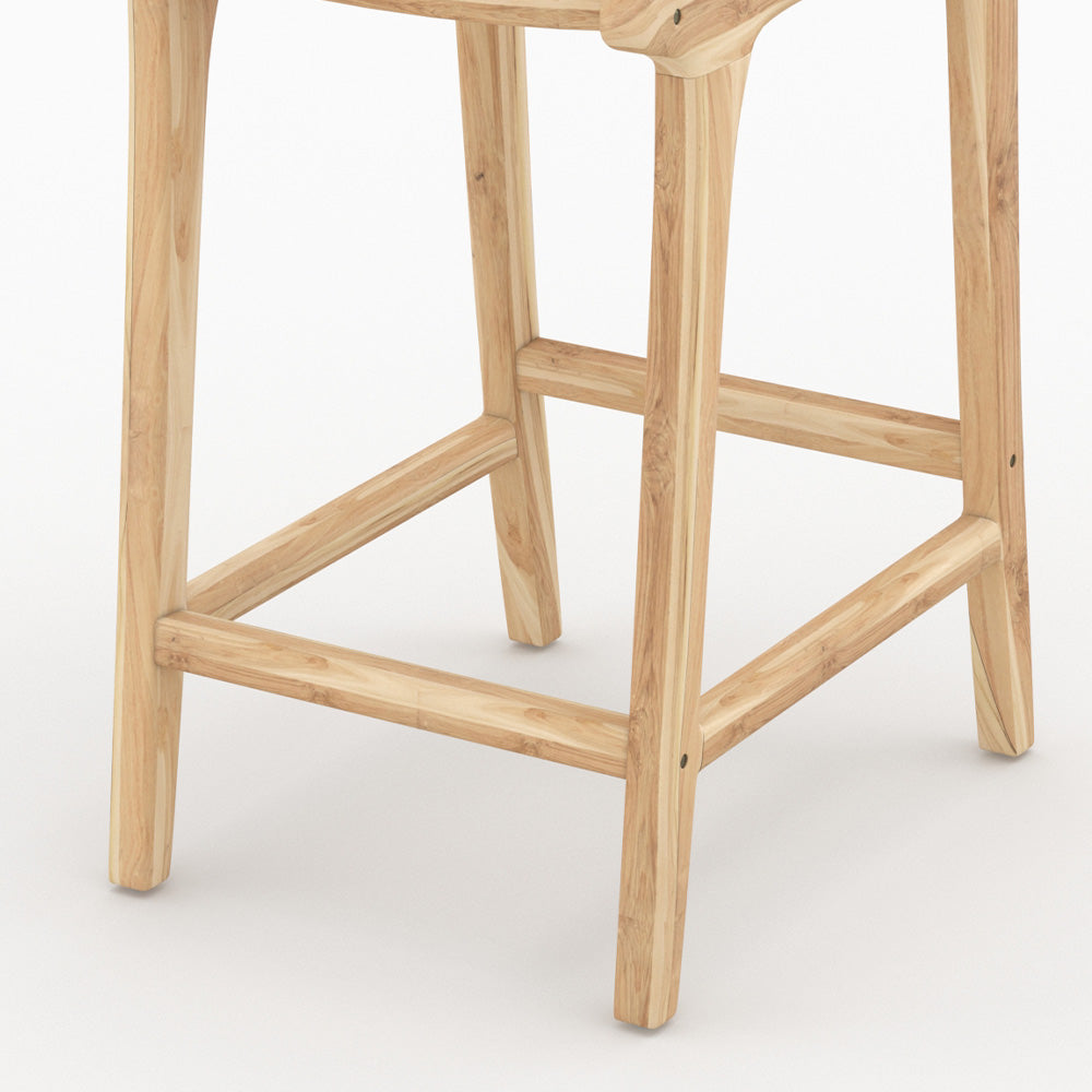 chaise pour ilot en bois de teck et rotin kyla