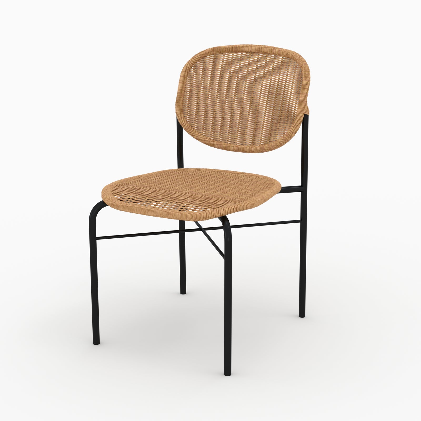 chaise resine messa tressee lot de 2 pieds noirs fond beige