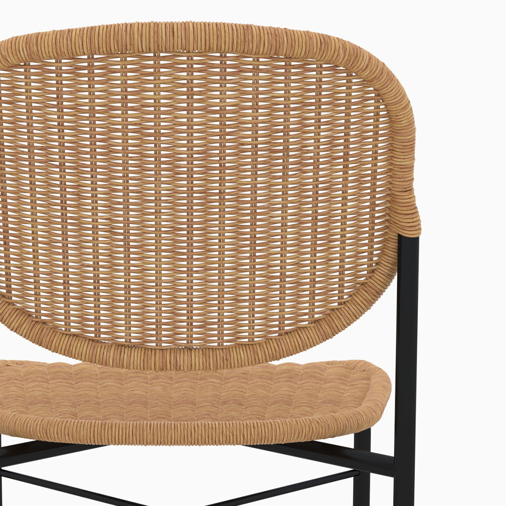 chaise resine tressee lot de 2 pieds noirs fond beige messa