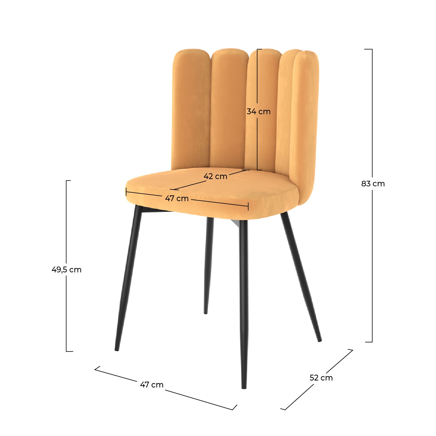 Chaise Rosy en velours jaune (lot de 2)