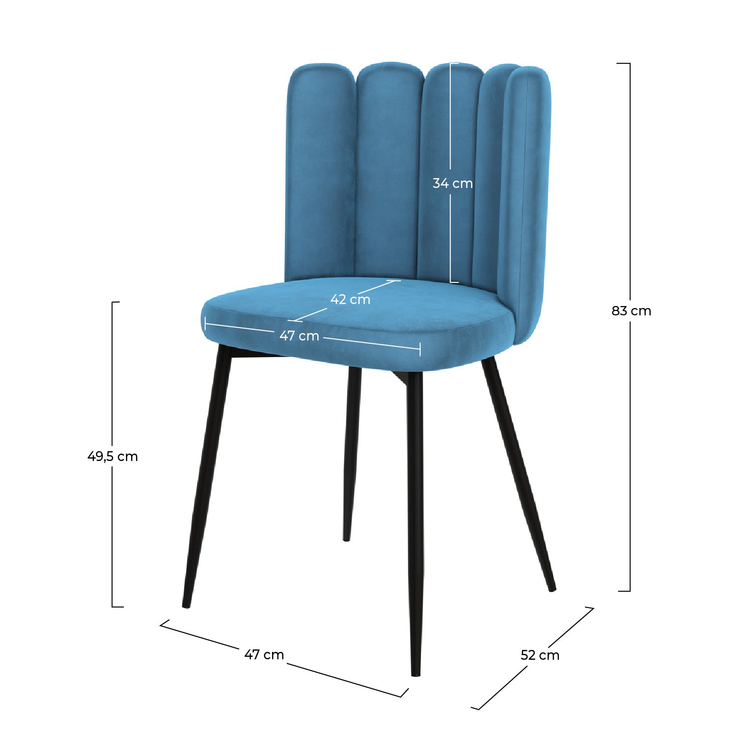 Chaise Rosy en velours bleu (lot de 2)