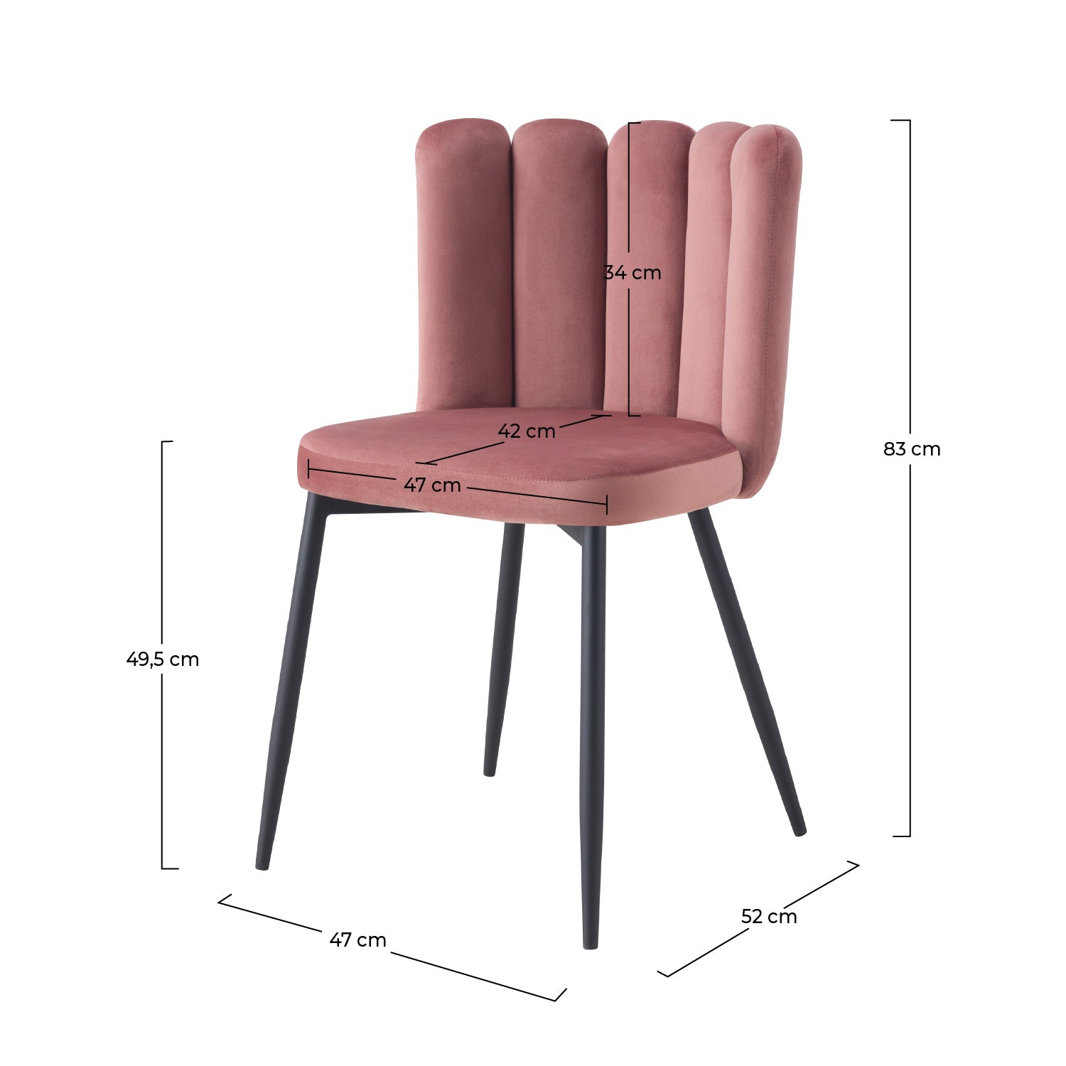 Chaise Rosy en velours viejo rosa (Lote de 2)